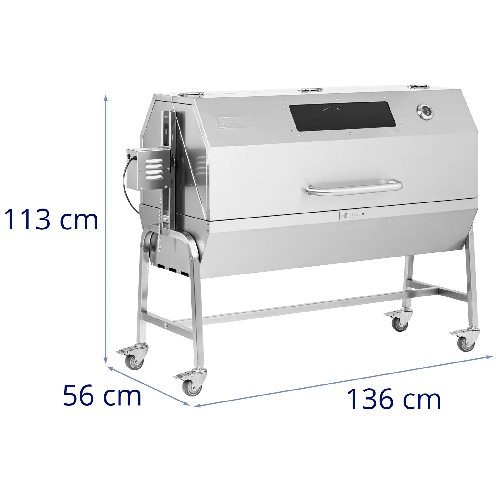 BBQ Rotisserie - with motor - 40 kg - length of grill spit: 138 cm - stainless steel - wind protection - Royal Catering