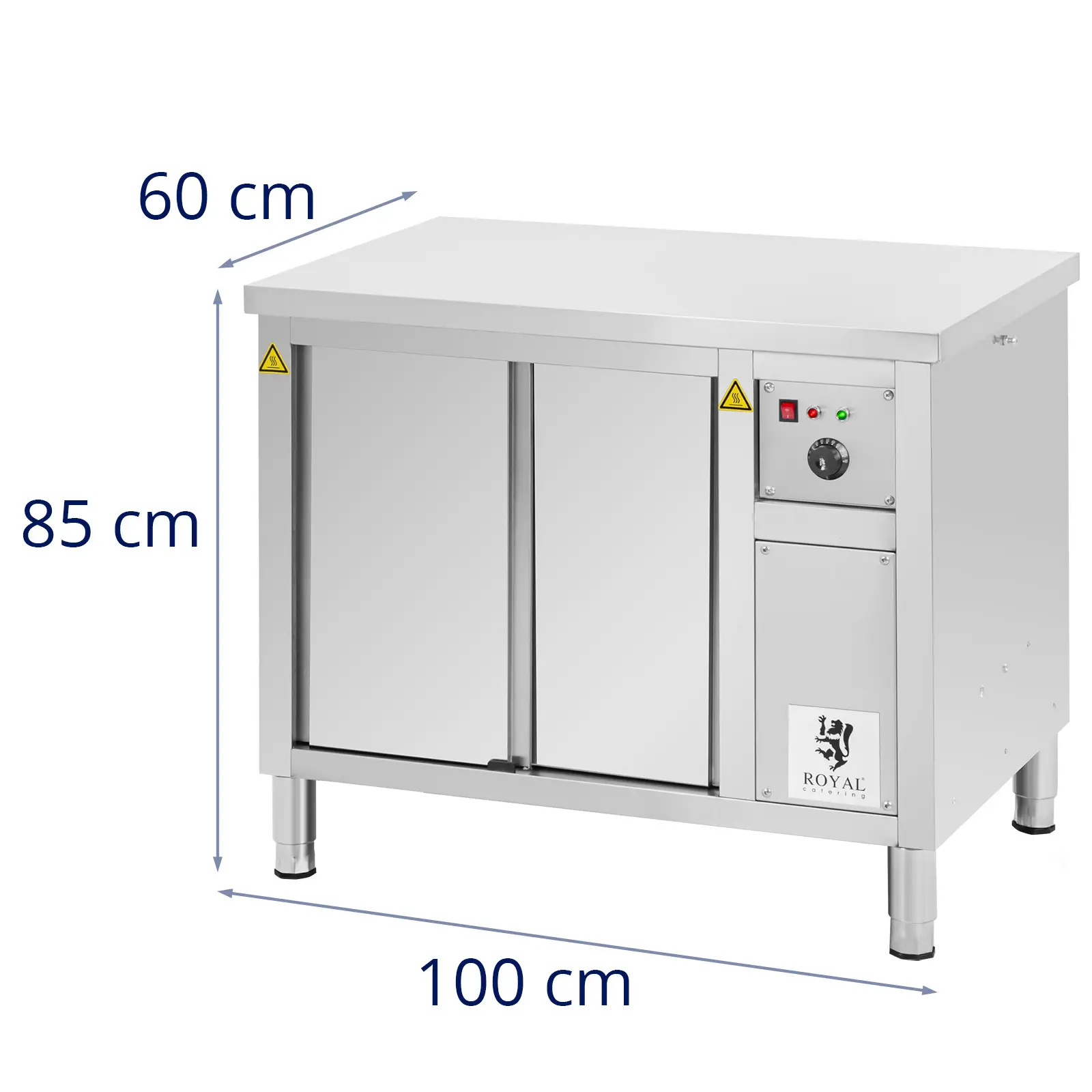 Ohřívací skříň - 100 x 60 x 85 cm - 30 až 80 °C - Royal Catering (Síla oceli: 0.7 mm)