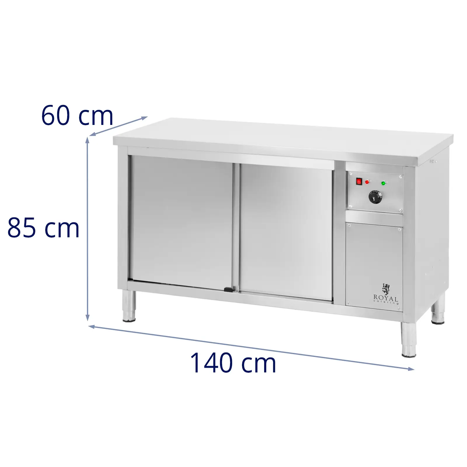 Varmeskab til mad - 140 x 60 x 85 cm - 30 til 80 °C - Royal Catering