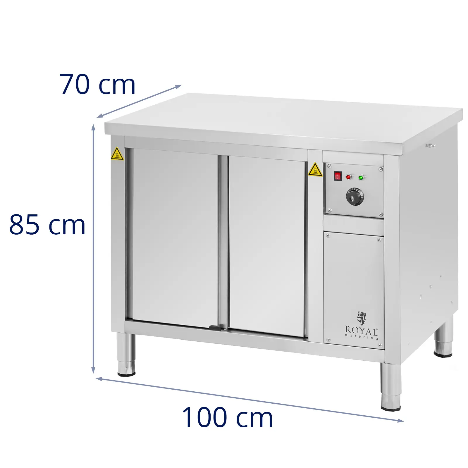Ohřívací skříň - 100 x 70 x 85 cm - 30 až 80 °C - Royal Catering (Maximální zatížení: 500 kg)