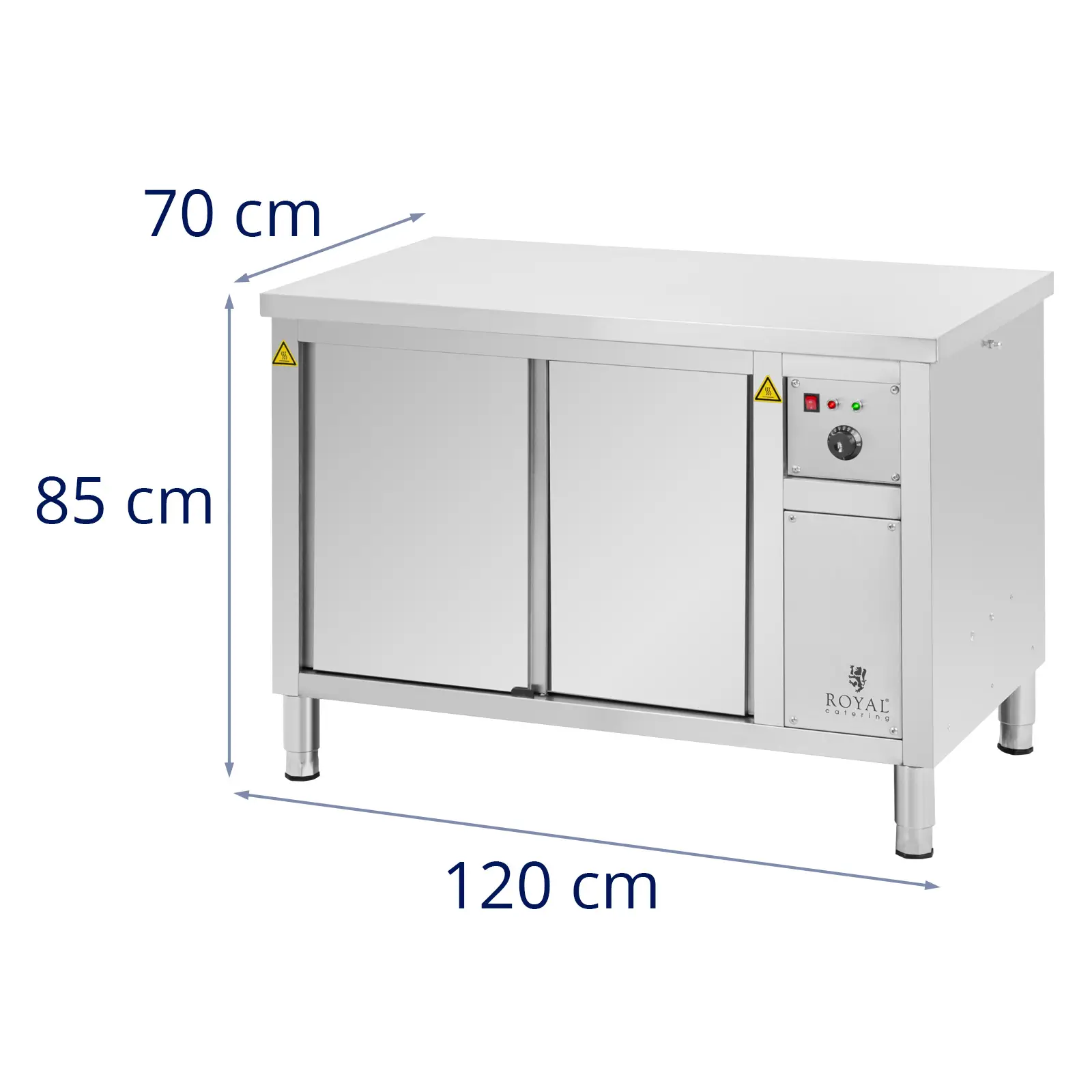 Ohřívací skříň - 120 x 70 x 85 cm - 30 až 80 °C - Royal Catering (Maximální zatížení: 500 kg)