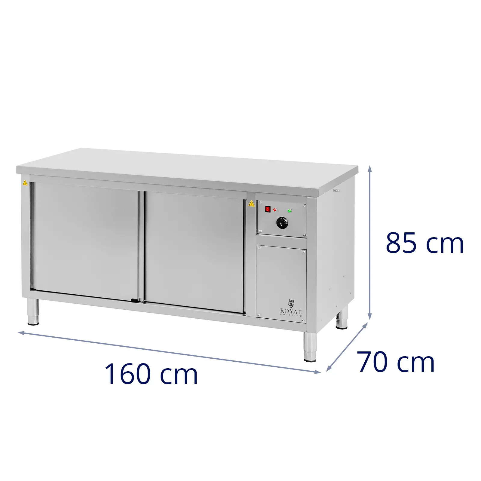 Ohřívací skříň - 160 x 70 x 85 cm - 30 až 80 °C - Royal Catering (Maximální zatížení: 500 kg)
