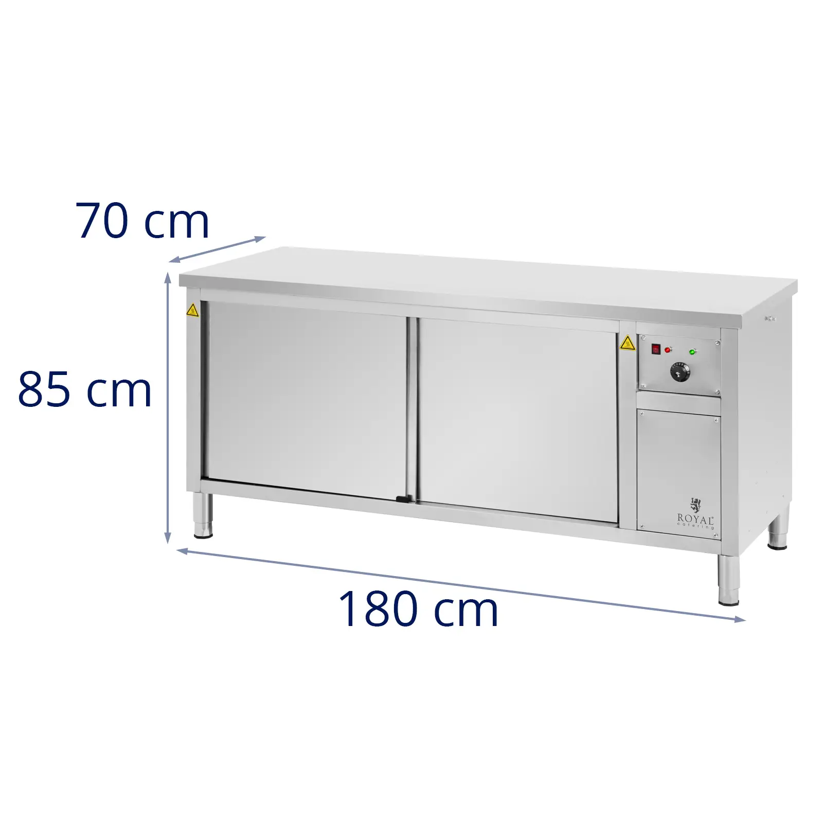 Varmeskab til mad - 180 x 70 x 85 cm - 30 til 80 °C - Royal Catering