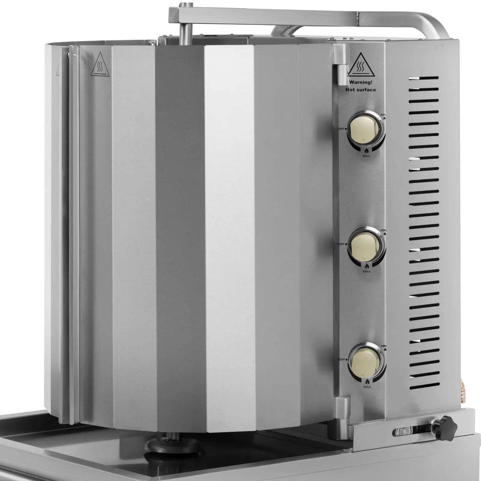 Gas-Dönergrill - für 40 kg FLeisch - 3 Brenner - 12 kW - Royal Catering (Abtropfschale: Ja)