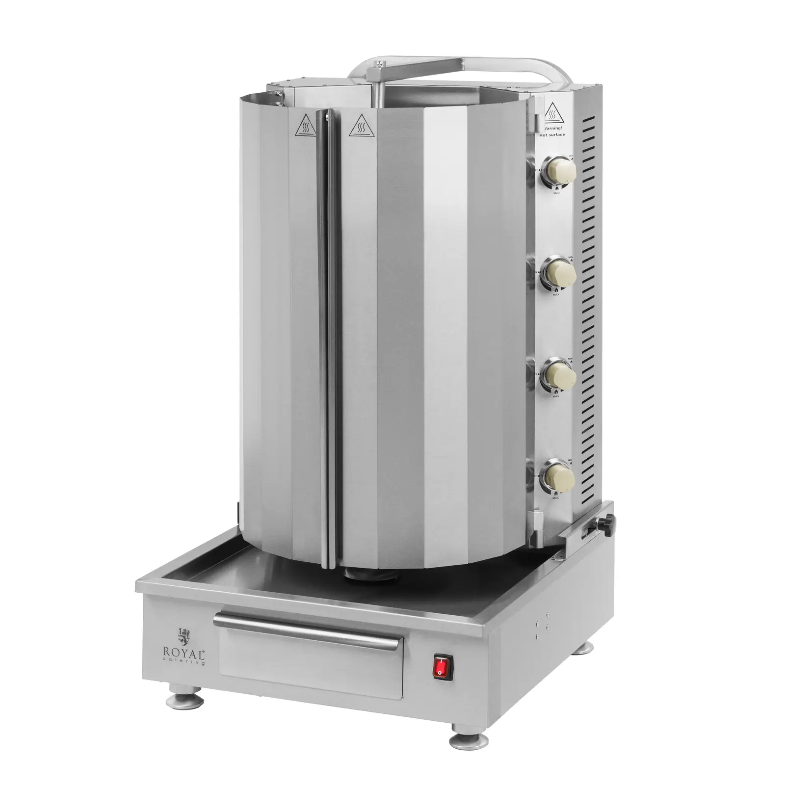 Plynový gril na kebab - pro 60 kg masa - 4 hořáky - 16 kW - Royal Catering (Celková kapacita [kg]: 60)