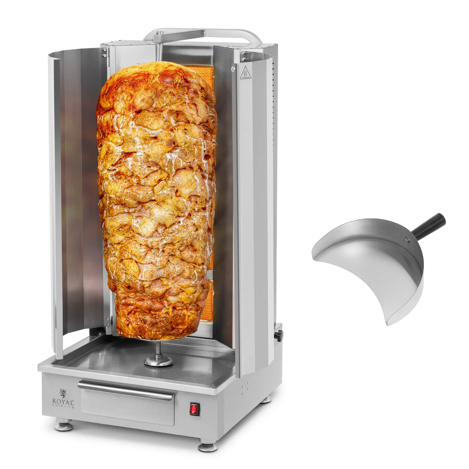 Machine à kebab gaz - pour 80 kg de viande - 5 brûleurs - 20 kW - Royal Catering