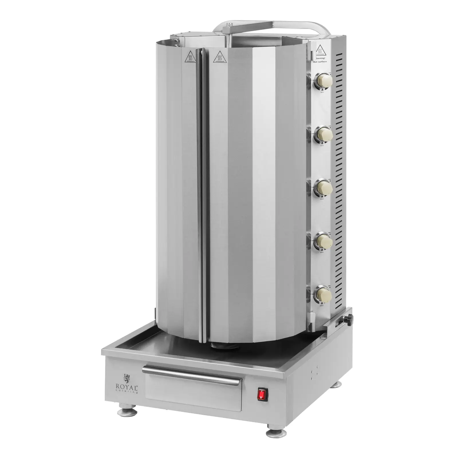 Plynový gril na kebab - pro 80 kg masa - 5 hořáků - 20 kW - Royal Catering (Celková kapacita [kg]: 80)