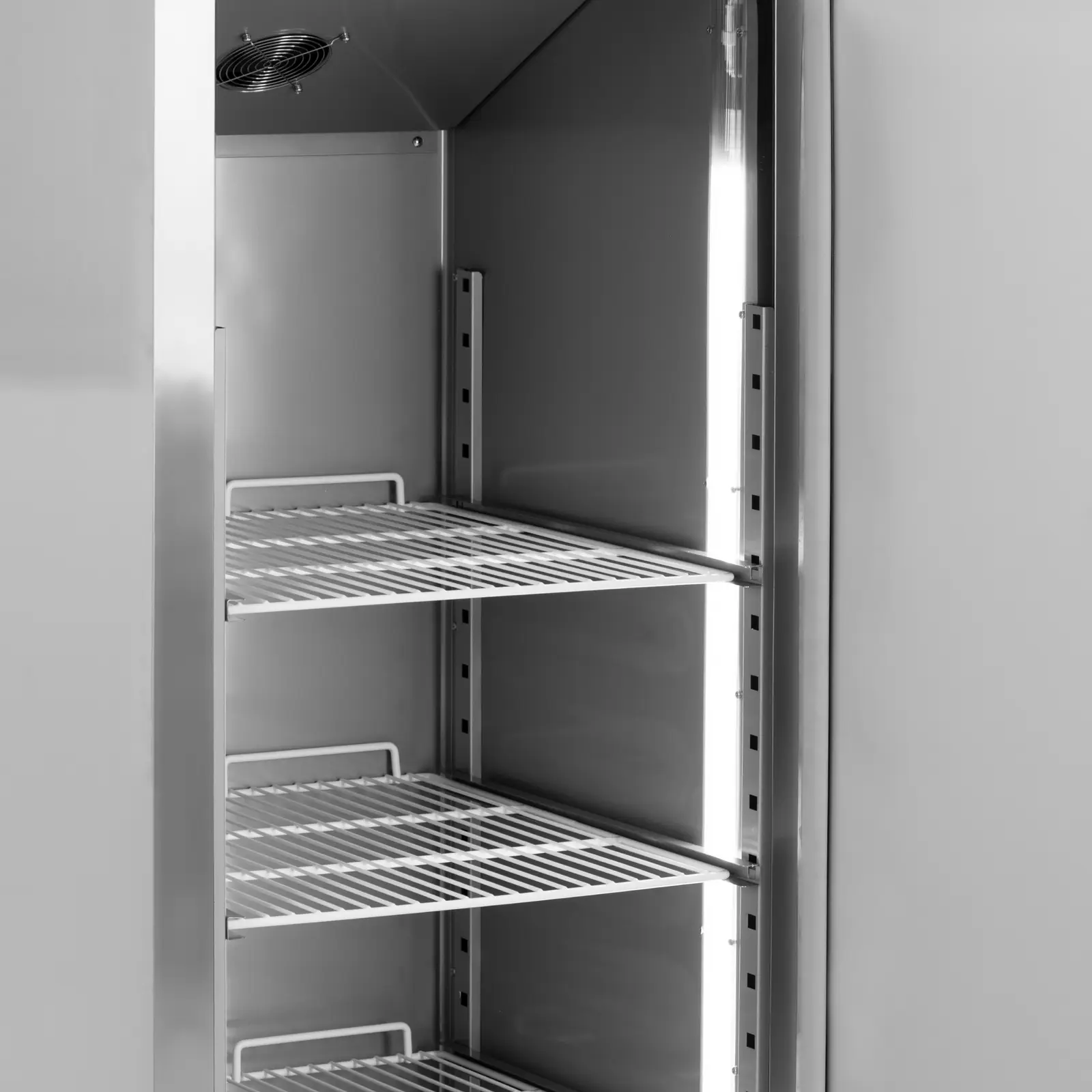 Refrigerador para gastronomía - 454 L - acero inoxidable - 1 puerta - 4 ruedas - con cerradura - Royal Catering