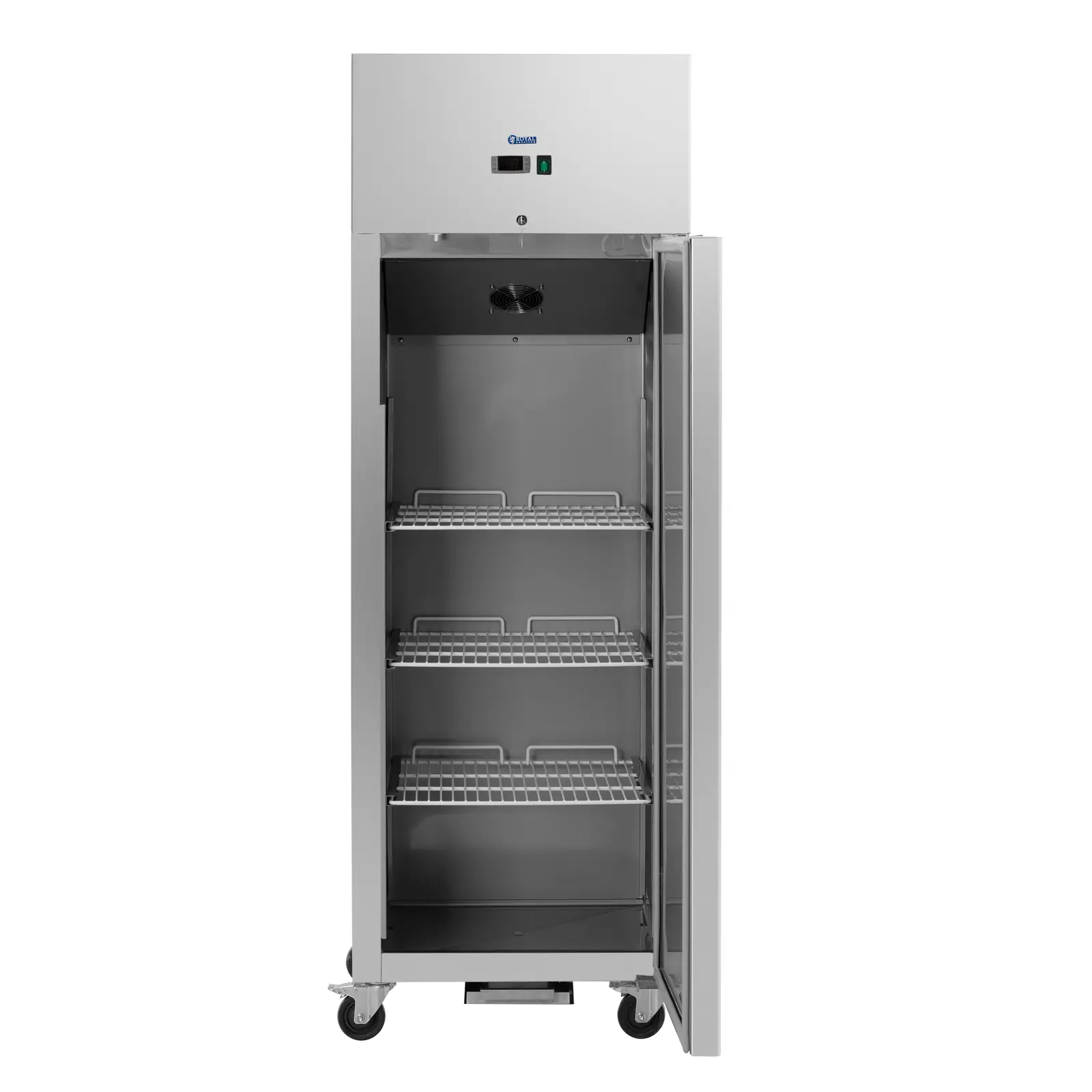Réfrigérateur professionnel - 351 l - inox - 1 Porte - 4 Roulettes - verrouillable - Royal Catering (Capacité cubique: 454 l)