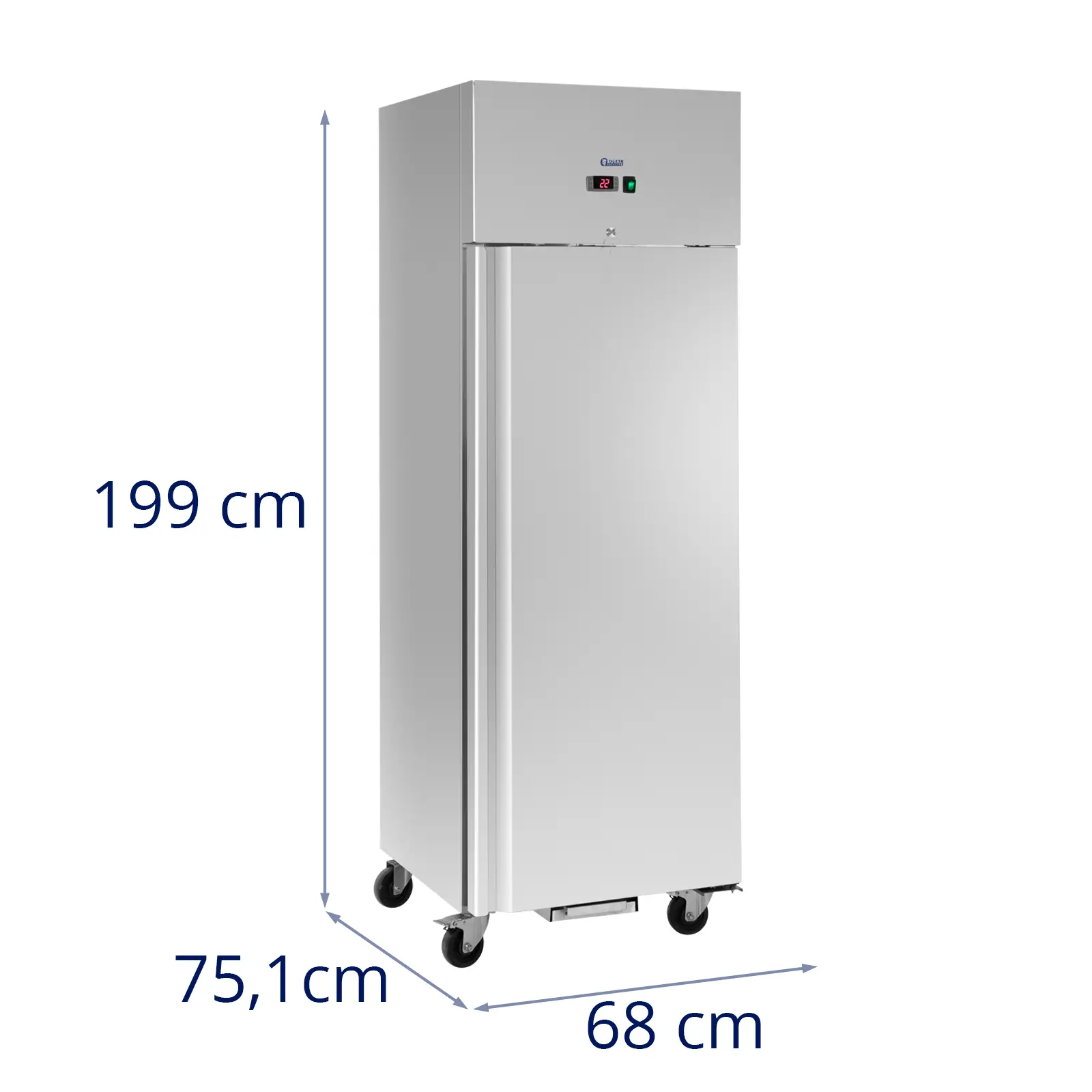 Armário refrigerado - 351 l - aço inoxidável - 1 porta - 4 rodas - bloqueável - Royal Catering