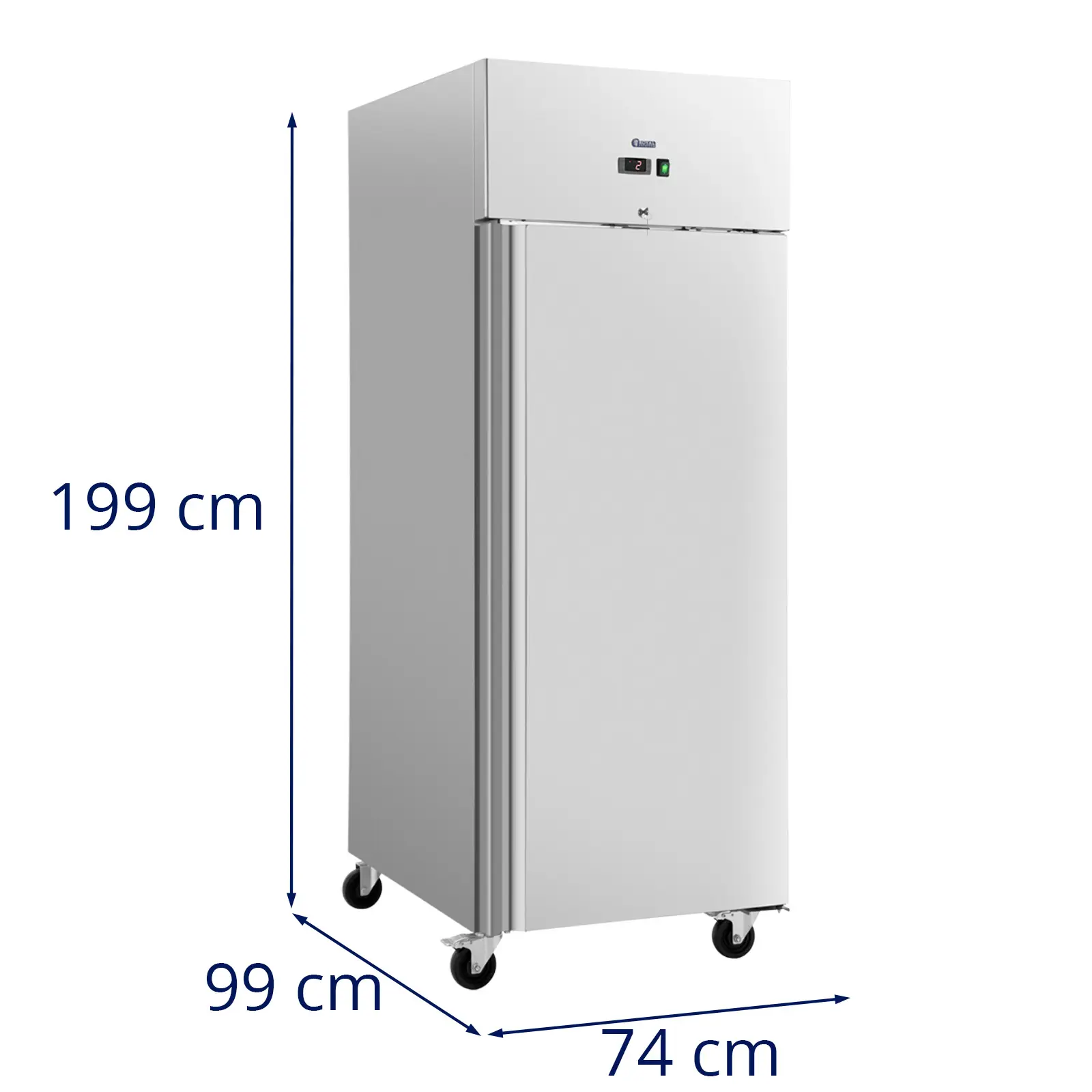 Kjøleskap - 750 l - rustfritt stål - 1 dører - 4 hjul - låsbar - Royal Catering