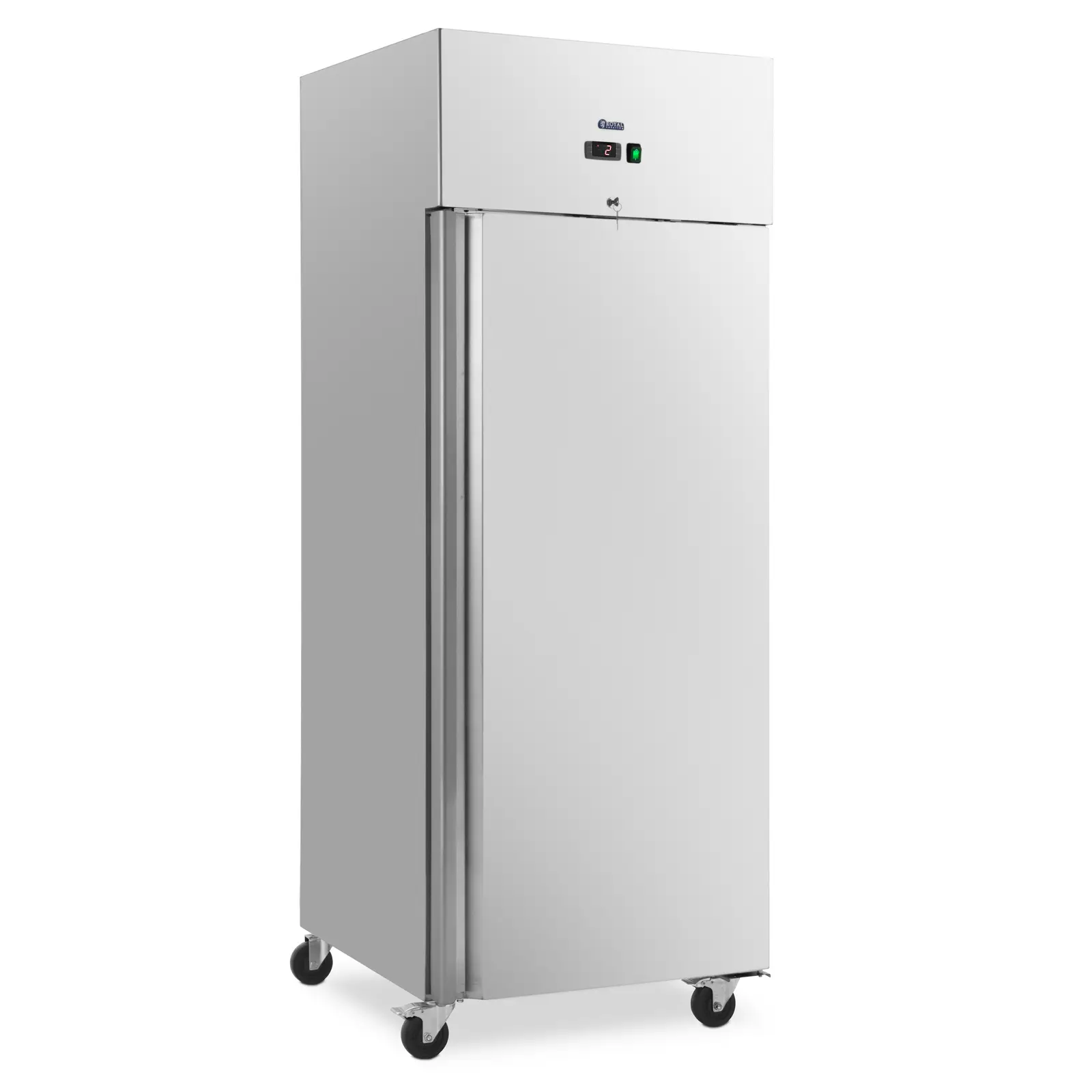 Търговски хладилник - 485 л - неръждаема стомана - 1 врата - 4 колелца - заключващ се - Royal Catering