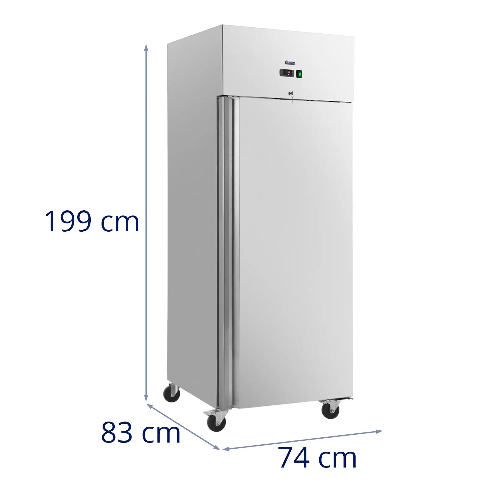 Refrigerador para gastronomía - 485 L - acero inoxidable - 1 puerta - 4 ruedas - con cerradura - Royal Catering