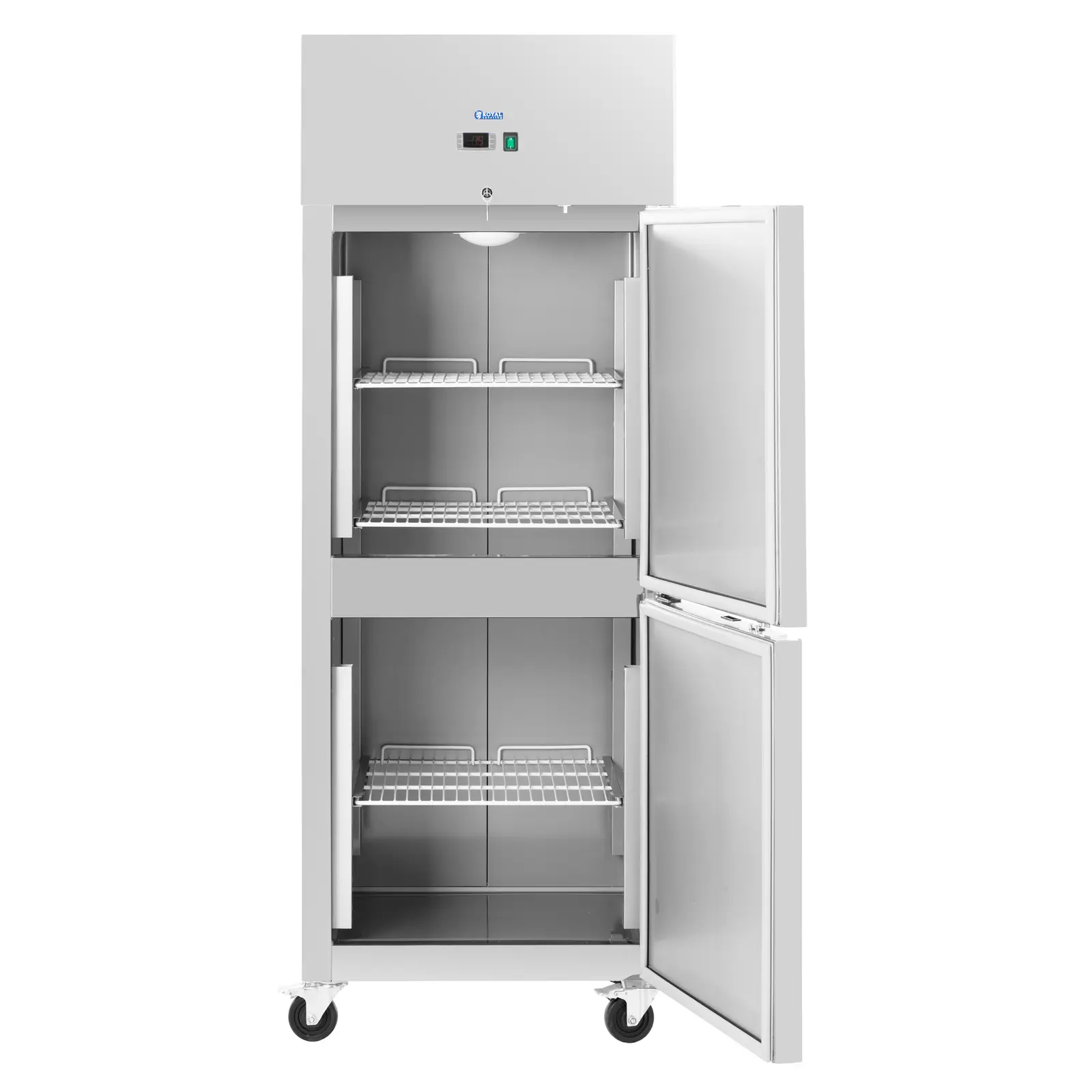 Réfrigérateur professionnel - 373 l - inox - 2 Portes - 4 Roulettes - verrouillable - Royal Catering