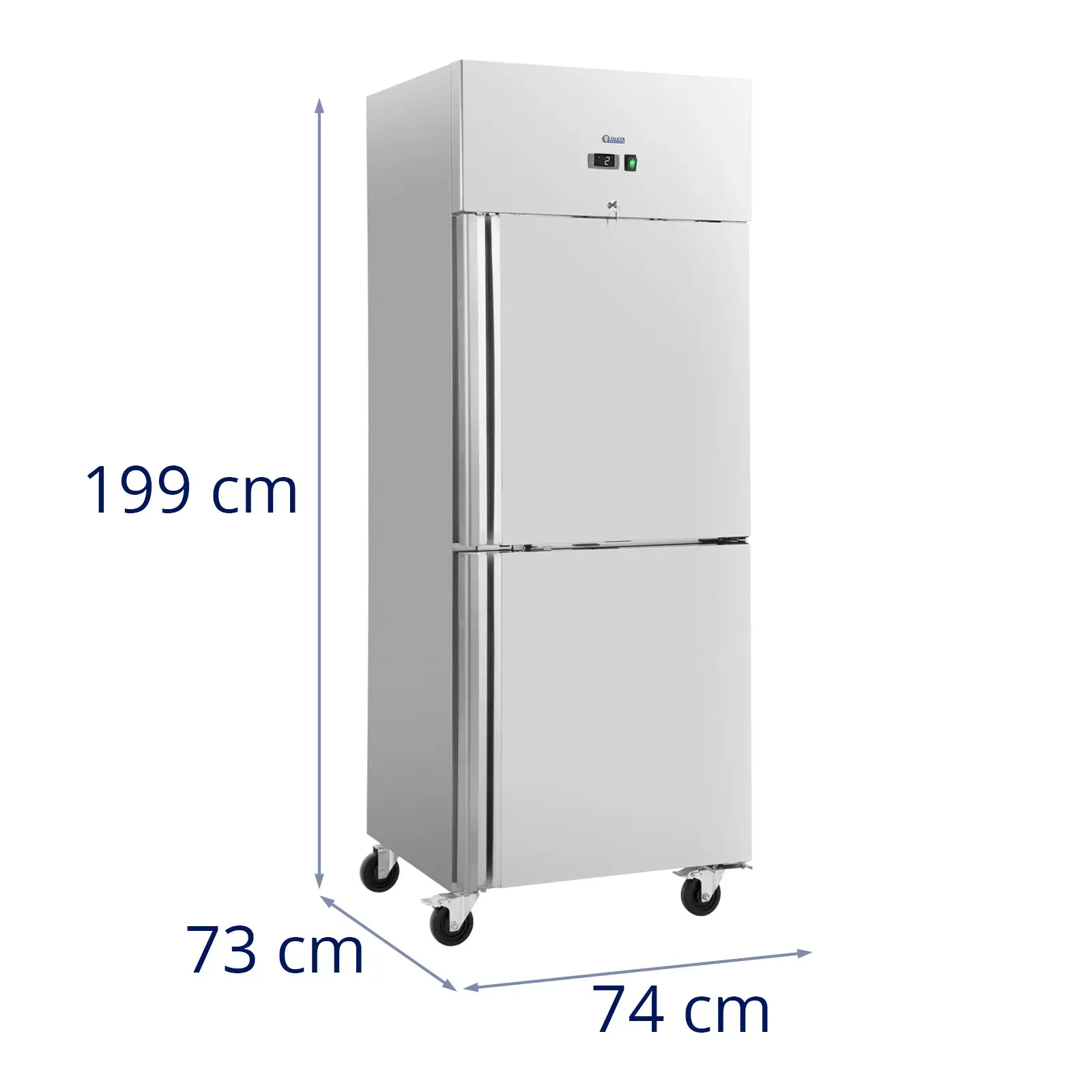 Gastro-Kühlschrank - 373 l - Edelstahl - 2 Türen - 4 Rollen - abschließbar - Royal Catering