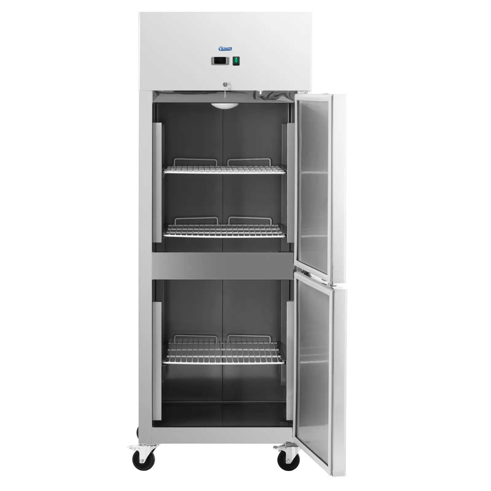 Réfrigérateur professionnel - 485 l - inox - 2 Portes - 4 Roulettes - verrouillable - Royal Catering