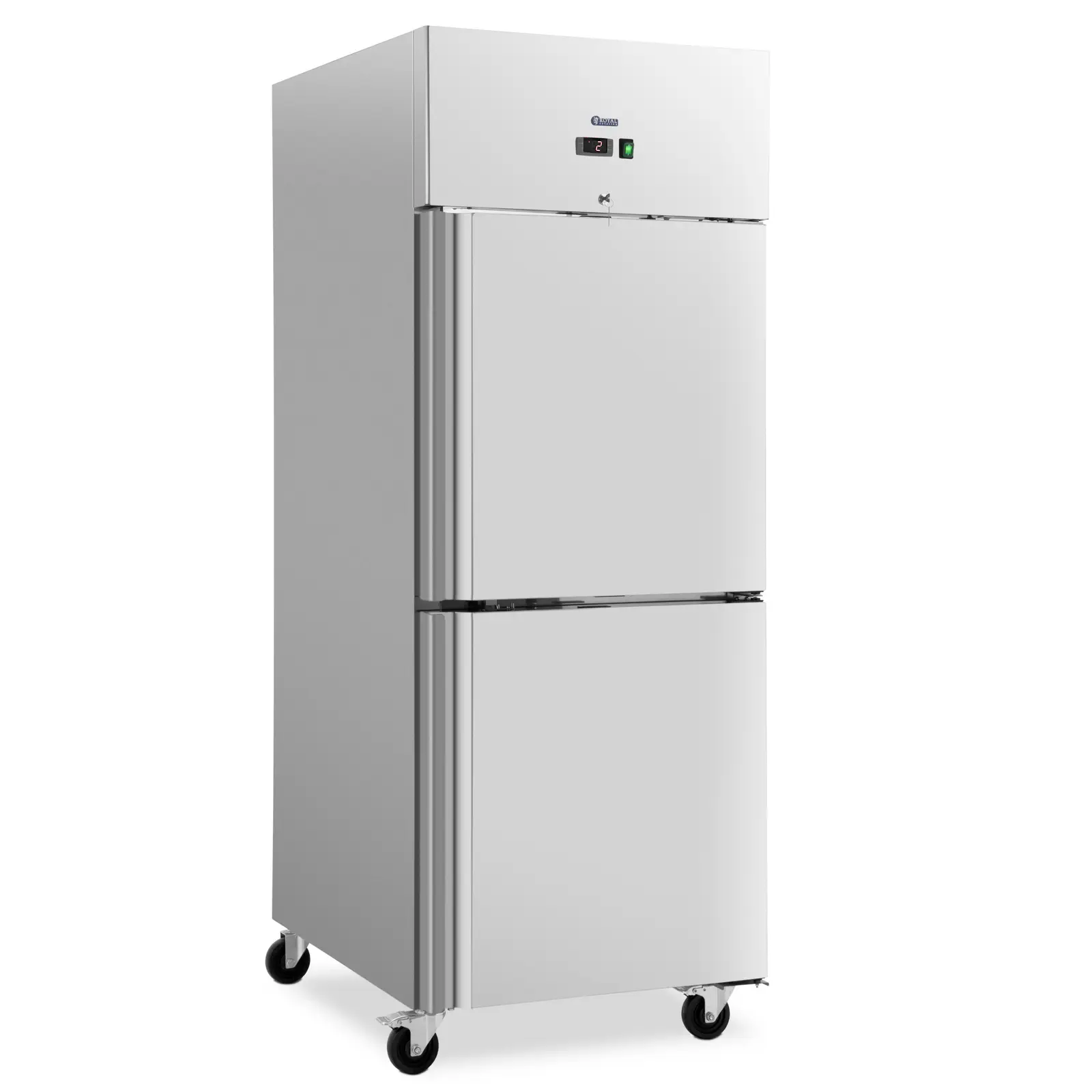 Refrigerador para gastronomía - 750 L - acero inoxidable - 2 puertas - 4 ruedas - con cerradura - Royal Catering