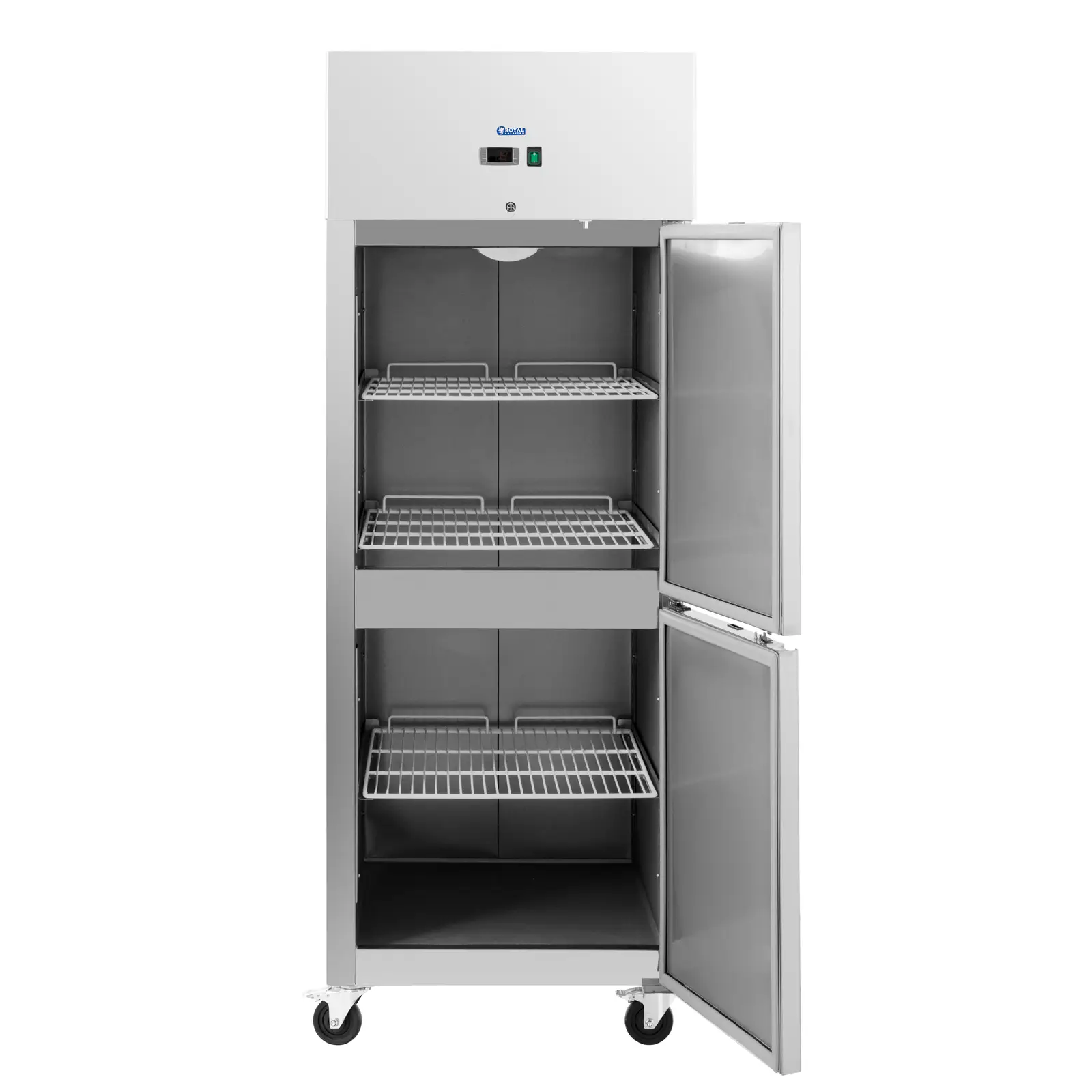 Poslovni hladnjak - 750 l - inox - 2 vrata - 4 kotačića - na zaključavanje - Royal Catering