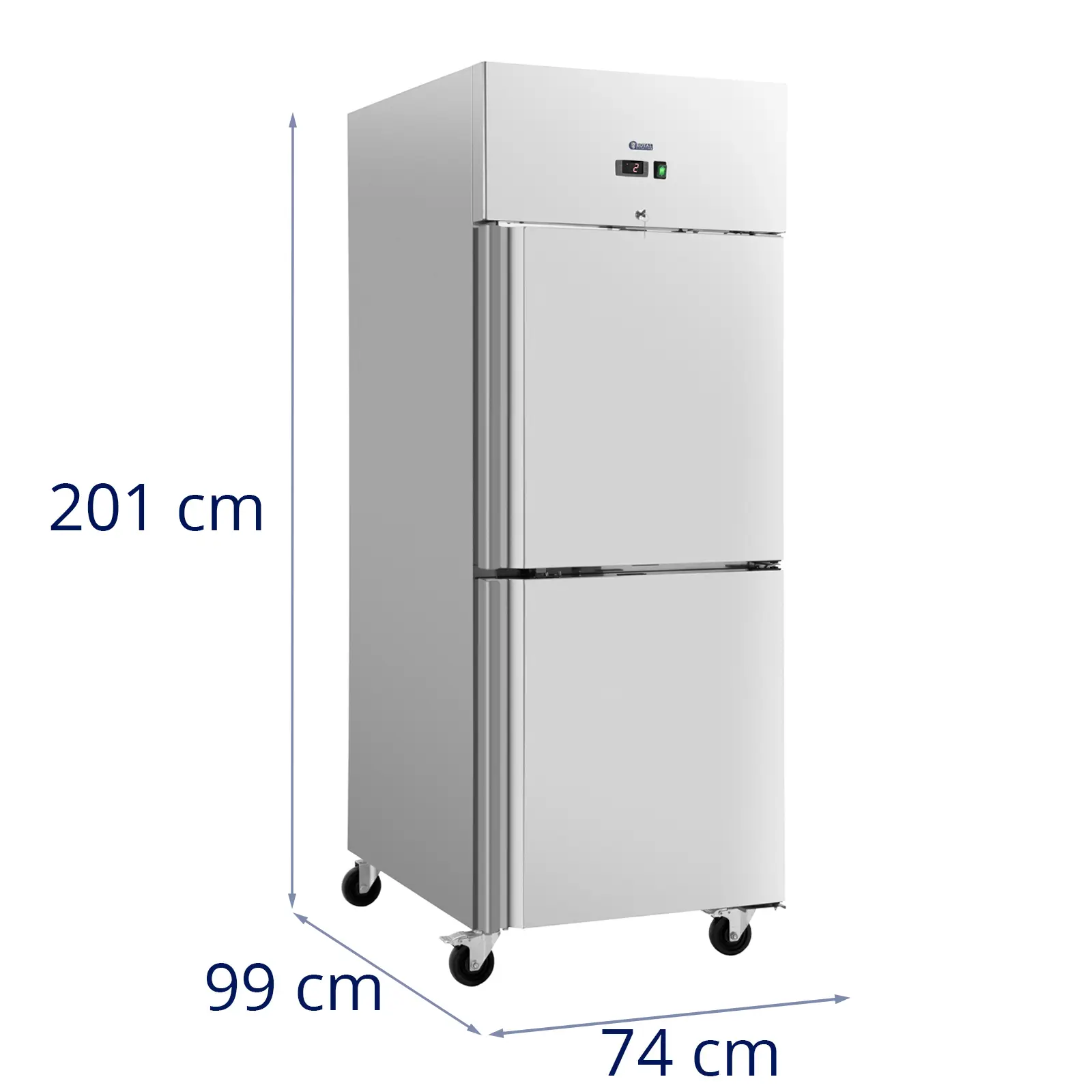 Gastro-Kühlschrank - 750 l - Edelstahl - 2 Türen - 4 Rollen - abschließbar - Royal Catering