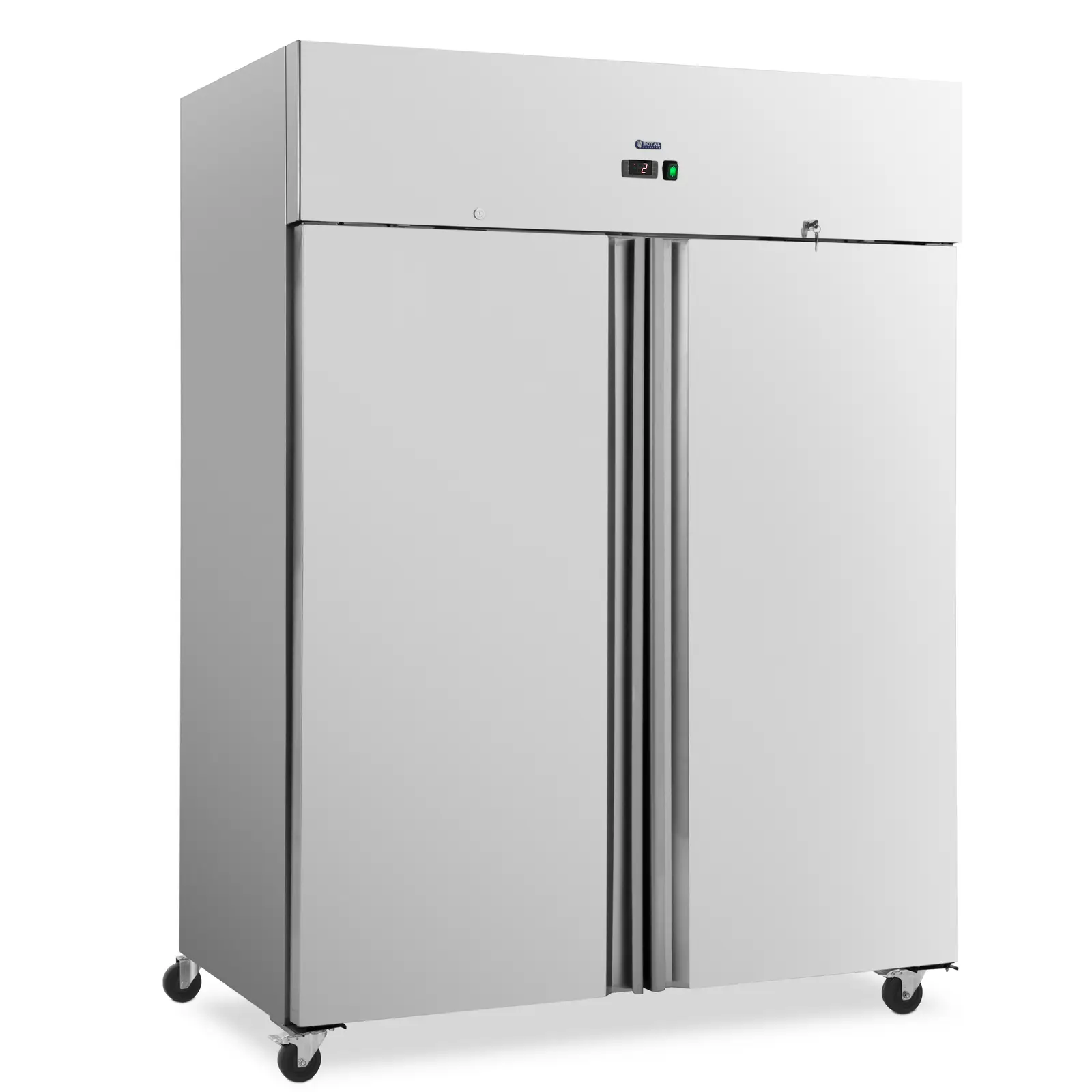 Dobbelt køleskab - 1001 l - rustfrit stål - 4 hjul - aflåseligt - Royal Catering