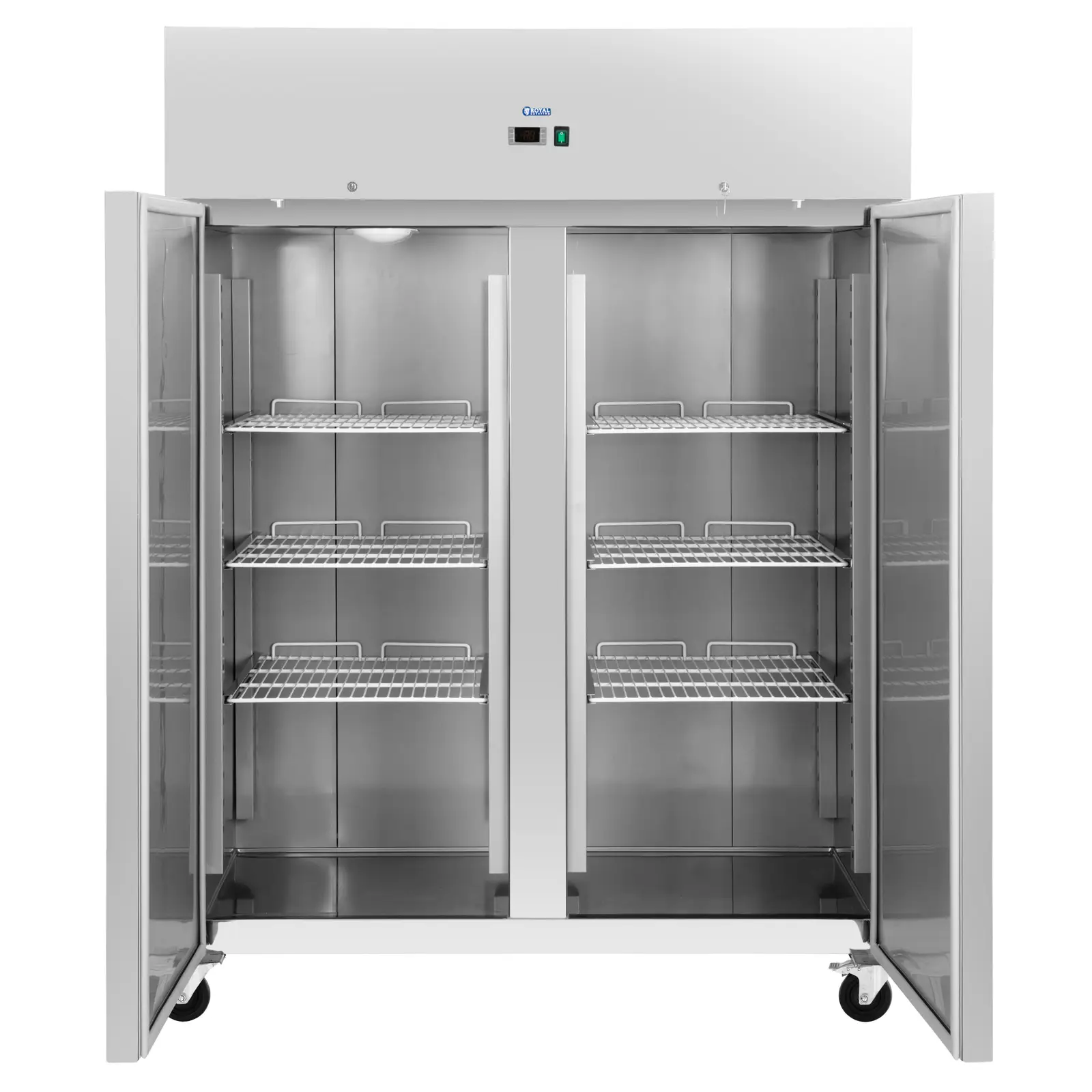 Réfrigérateur professionnel - 1 340 l - inox - 2 Portes - 4 Roulettes - verrouillable - Royal Catering (Fréquence [Hz]: 50)