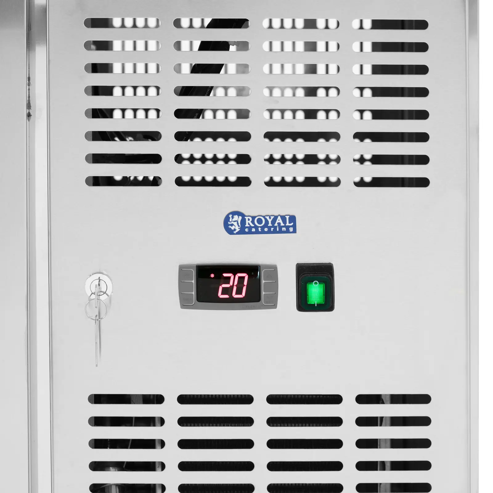 Chladicí stůl na kolečkách - 260 l - 2 přihrádky - 136 x 70 cm - třída B - lem - ušlechtilá ocel - Royal Catering (Kolečka: Ano)