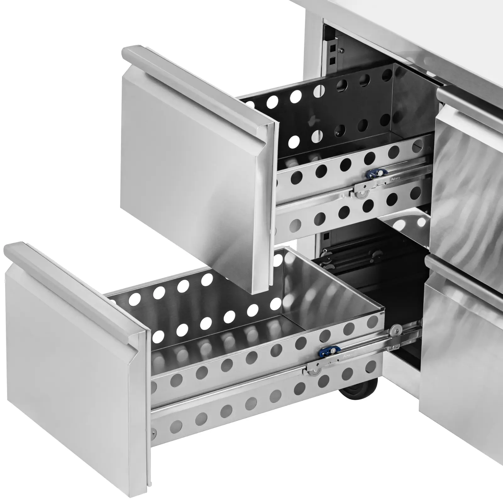 Kühltisch auf Rollen - 280 l - 4 Schubladen - 136 x 70 cm - Klasse B - Edelstahl - Royal Catering