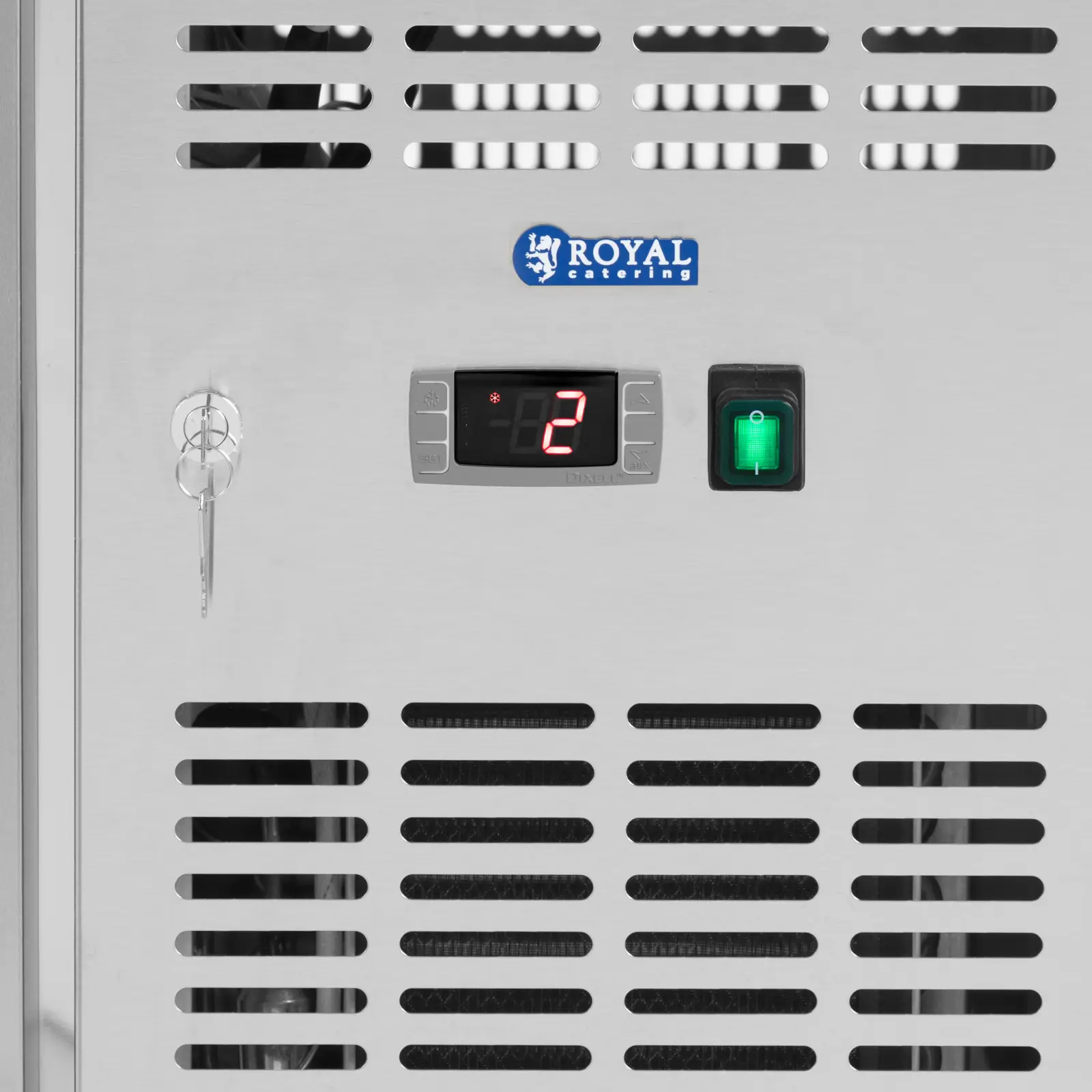 Hűtőasztal kerekekkel - 165 l - 1 rekesz - 7 fiók - 151 x 80 cm - B energiaosztály - rozsdamentes acél - Royal Catering (Görgők: Igen)