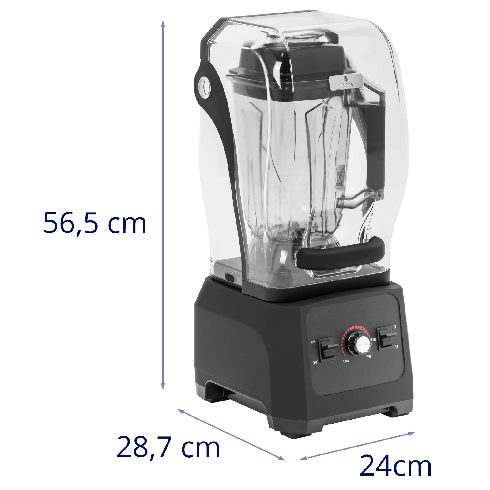 Stolní mixér s protihlukovým krytem - 1 680 W - 2,5 l - pulzní funkce - 24 500 ot/min - Royal Catering (Barva: Průhledná)
