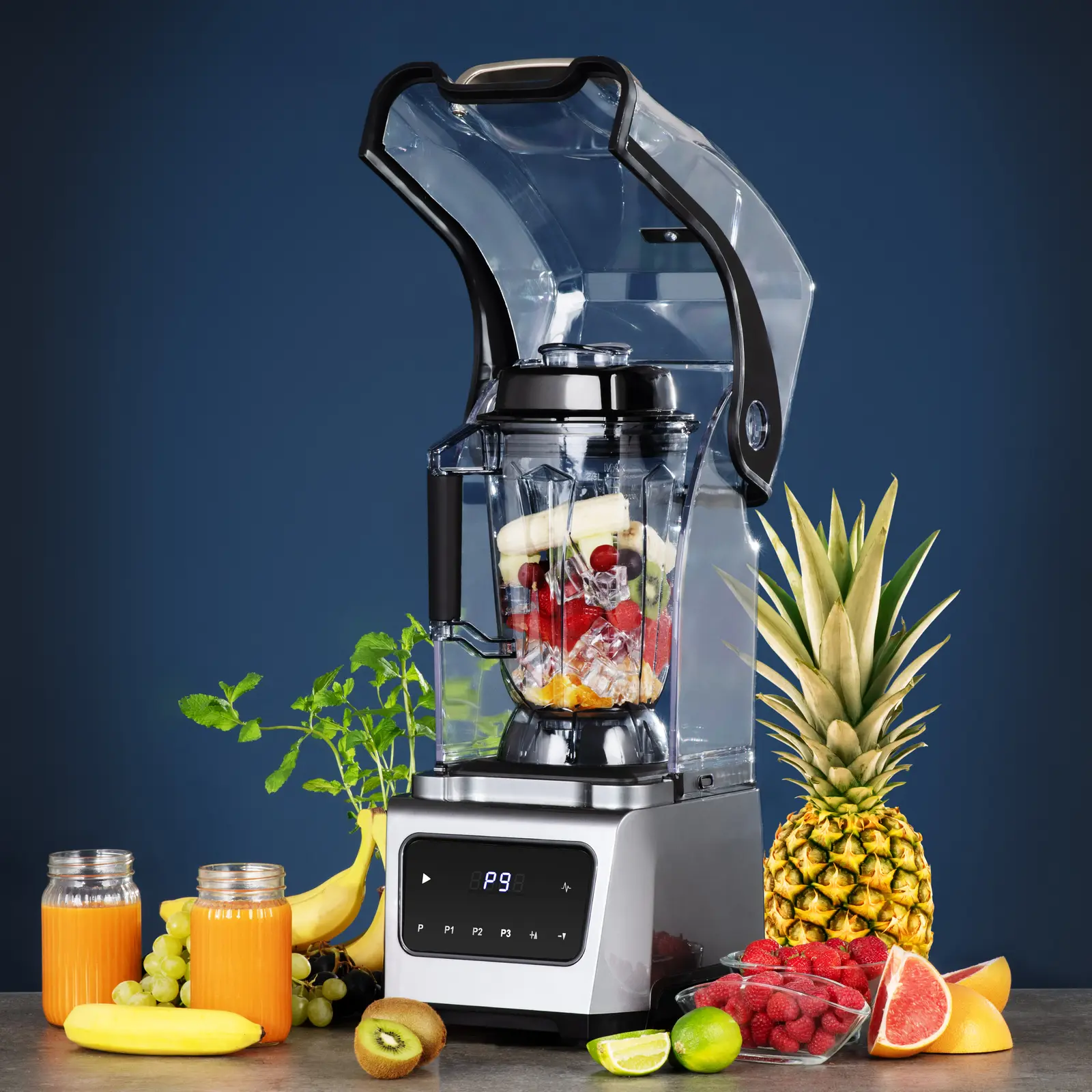 Stolní mixér s protihlukovým krytem - 1 680 W - 2,5 l - digitální displej - pulzní funkce - 24 500 ot/min - Royal Catering (Napájecí kabel: 130 cm)