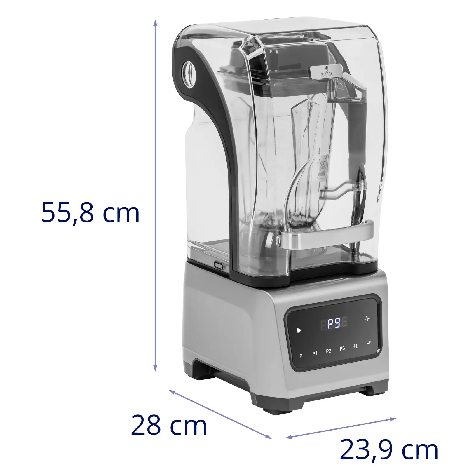 Mixeur blender avec capot antibruit - 1 680 W - 2,5 l - Écran numérique - Fonction pulse - 24 500 tr/min - Royal Catering