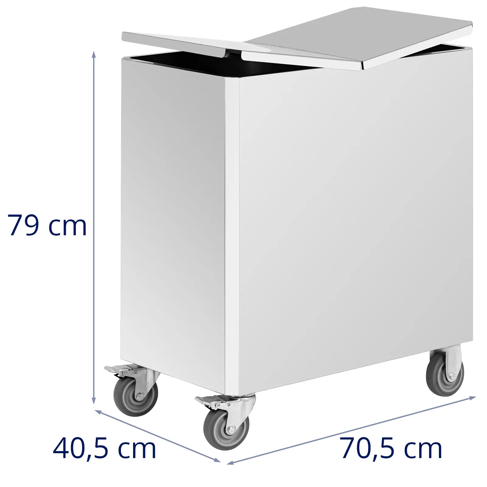 Vozík na mouku - ušlechtilá ocel - 175 l - 70,5 x 40,5 x 79 cm - Royal Catering (Objem nádoby [l]: 175)