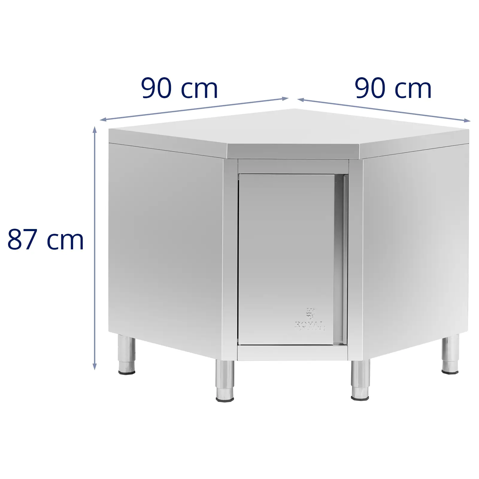 Rohová skříň z ušlechtilé oceli - 90 x 90 cm - Royal Catering (Materiál: Ušlechtilá ocel)