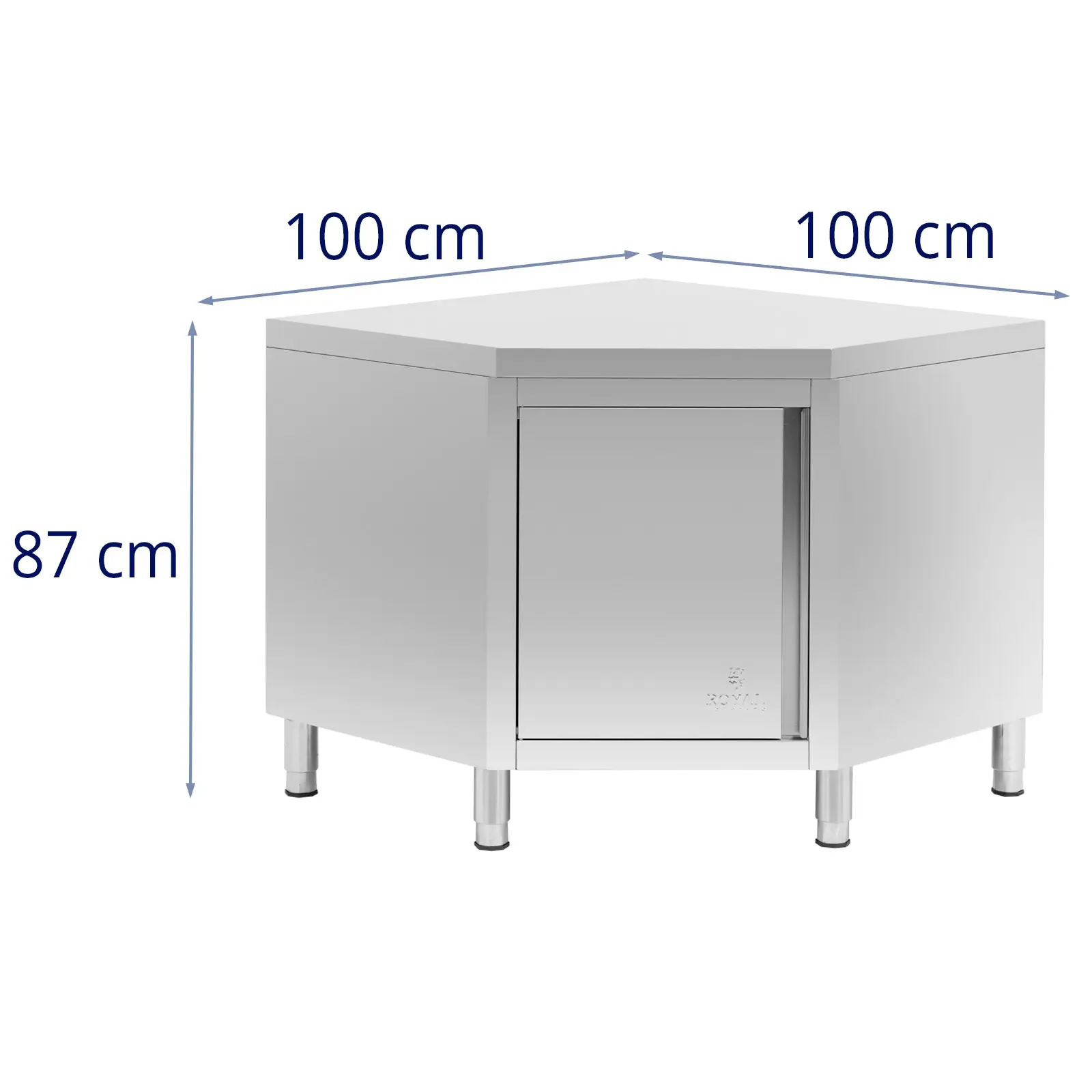 Rohová skříň z ušlechtilé oceli - 100 x 100 cm - Royal Catering (Materiál: Ušlechtilá ocel)