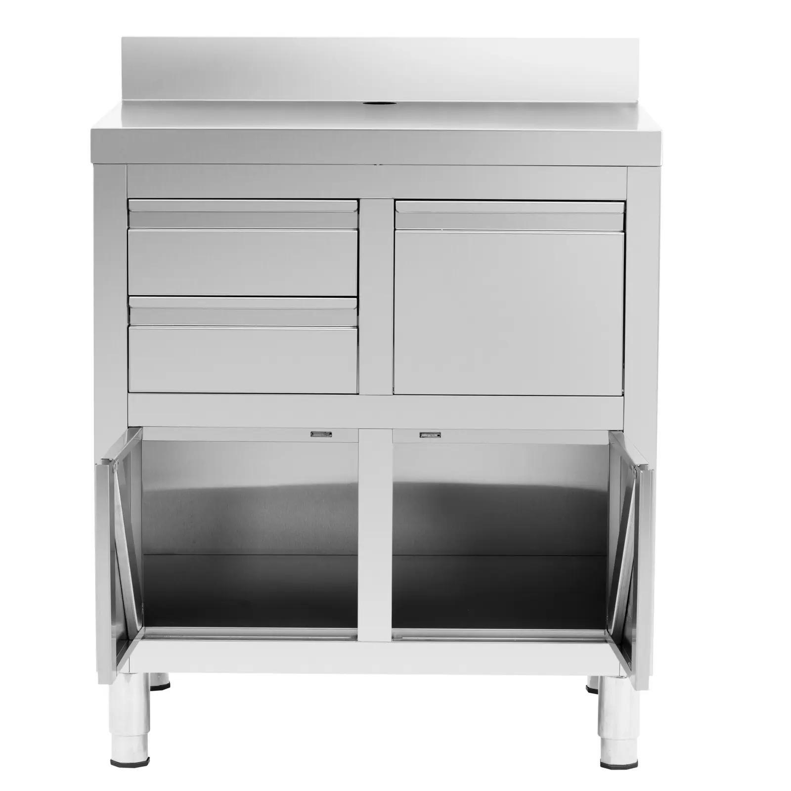 Skříňka pod kávovar - 2 zásuvky - výklopný zásobník - okraj - 60 x 82 x 95 cm - Royal Catering (Počet zásuvek: 2)