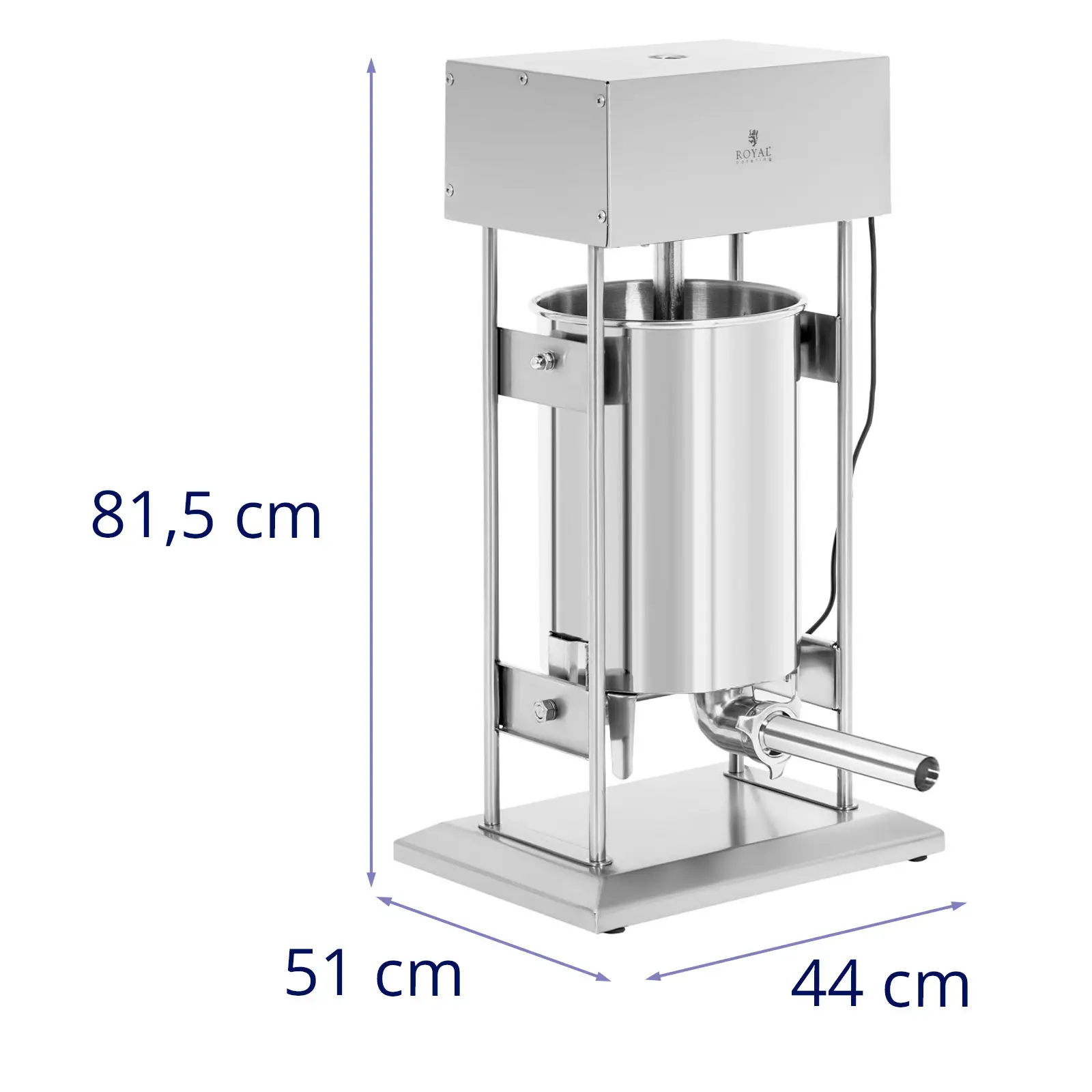 Plnička klobás - 20 l - elektrická - vč. 4 plnicích trubic - Royal Catering (Materiál: Ušlechtilá ocel)