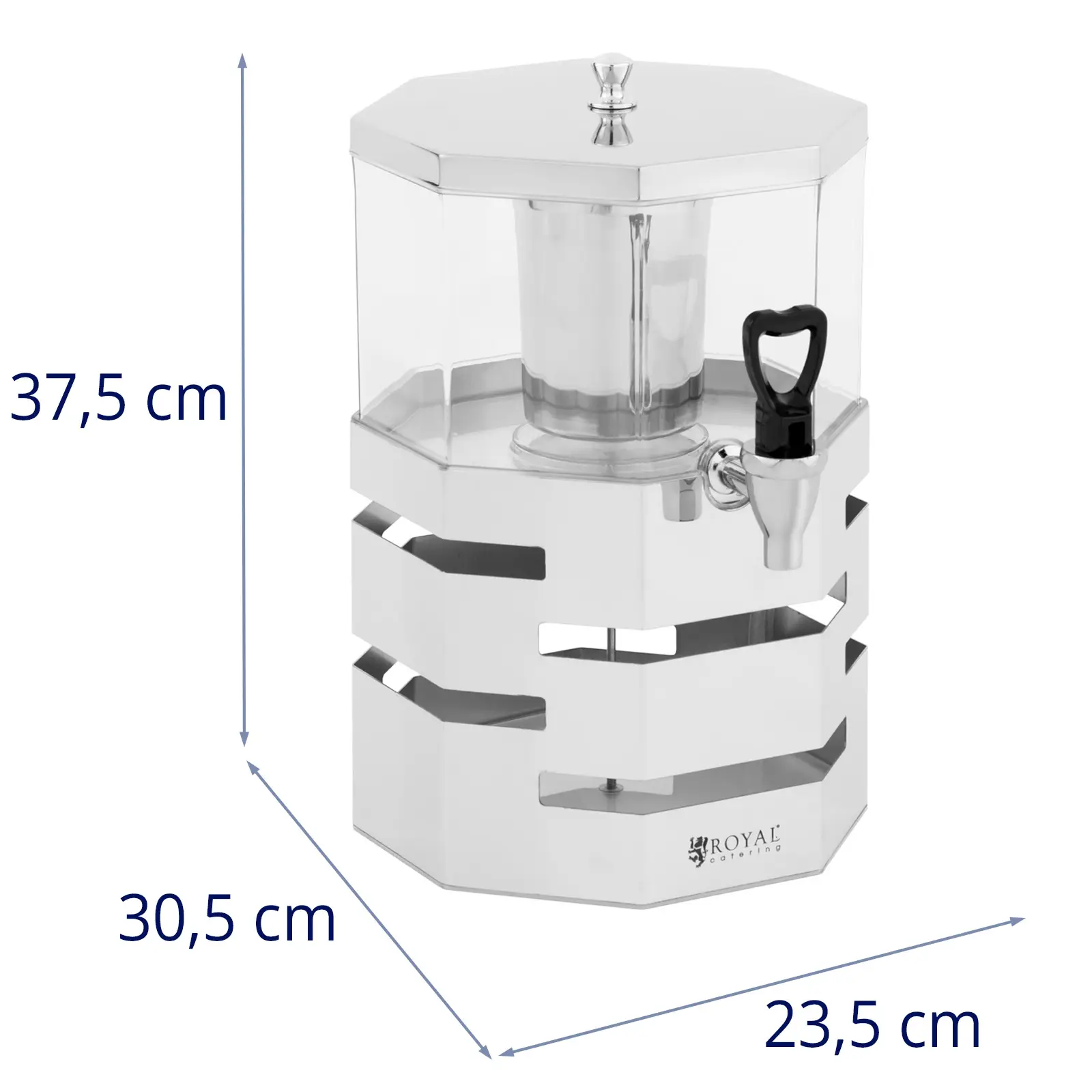Dávkovač nápojů - 4 l - chladicí systém - Royal Catering (Materiál: Ušlechtilá ocel)