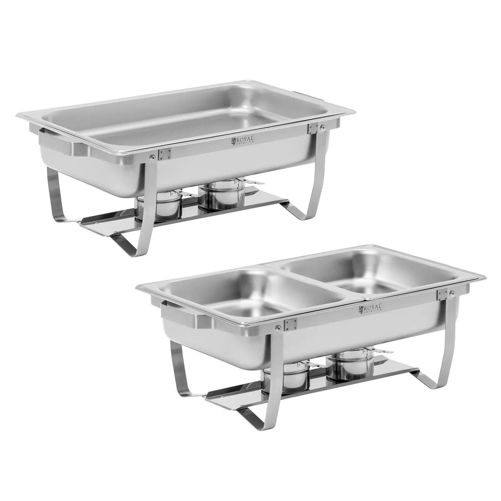 Chafing dish - sada 2 ks - GN 1/1 - 2 x 7,5 l - 2 nádoby na palivo - Royal Catering (Objem: 15 l)