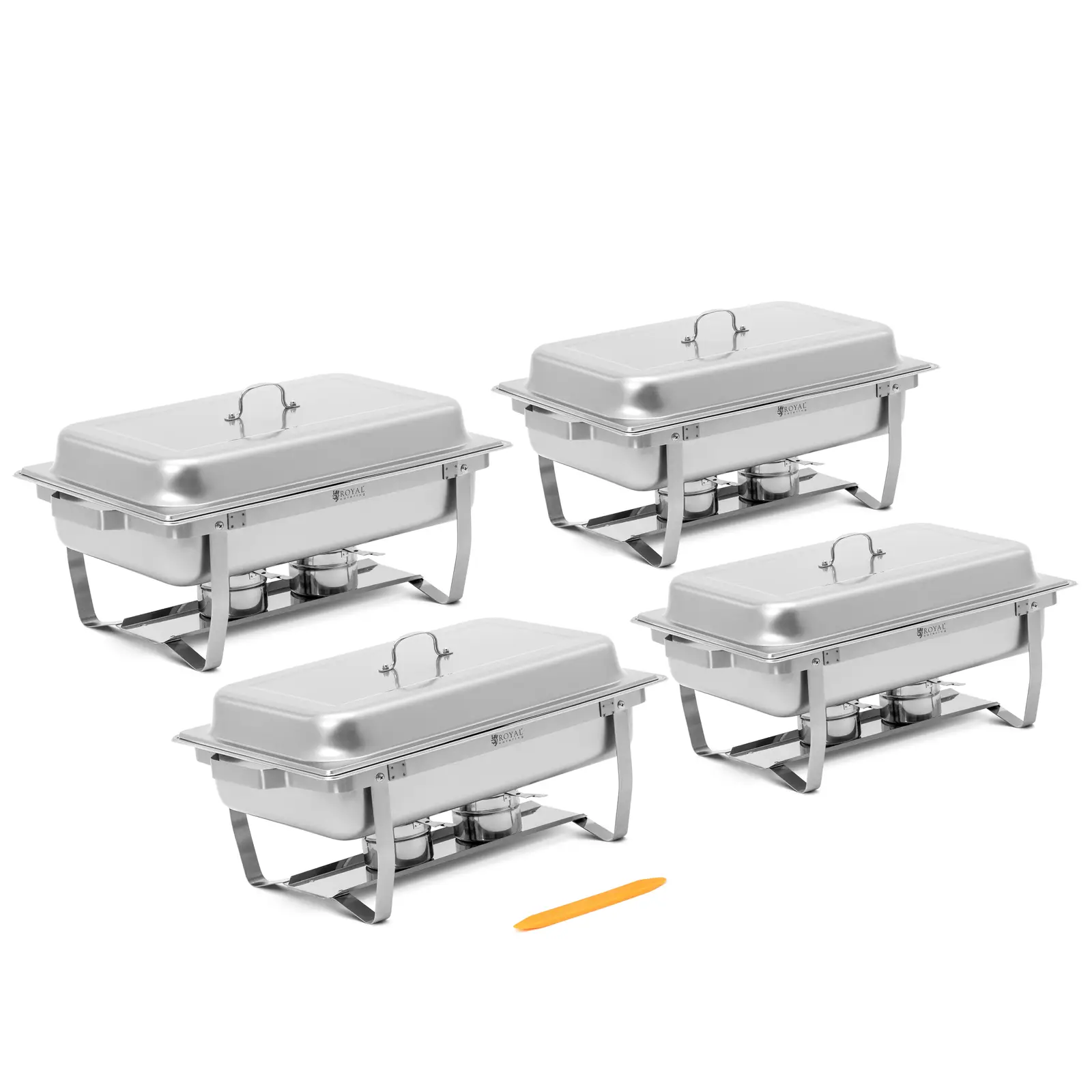 Chafing dish - sæt med 4 stk. - GN 1/1 - 4 x 7,5 l - 4 brændere - Royal Catering