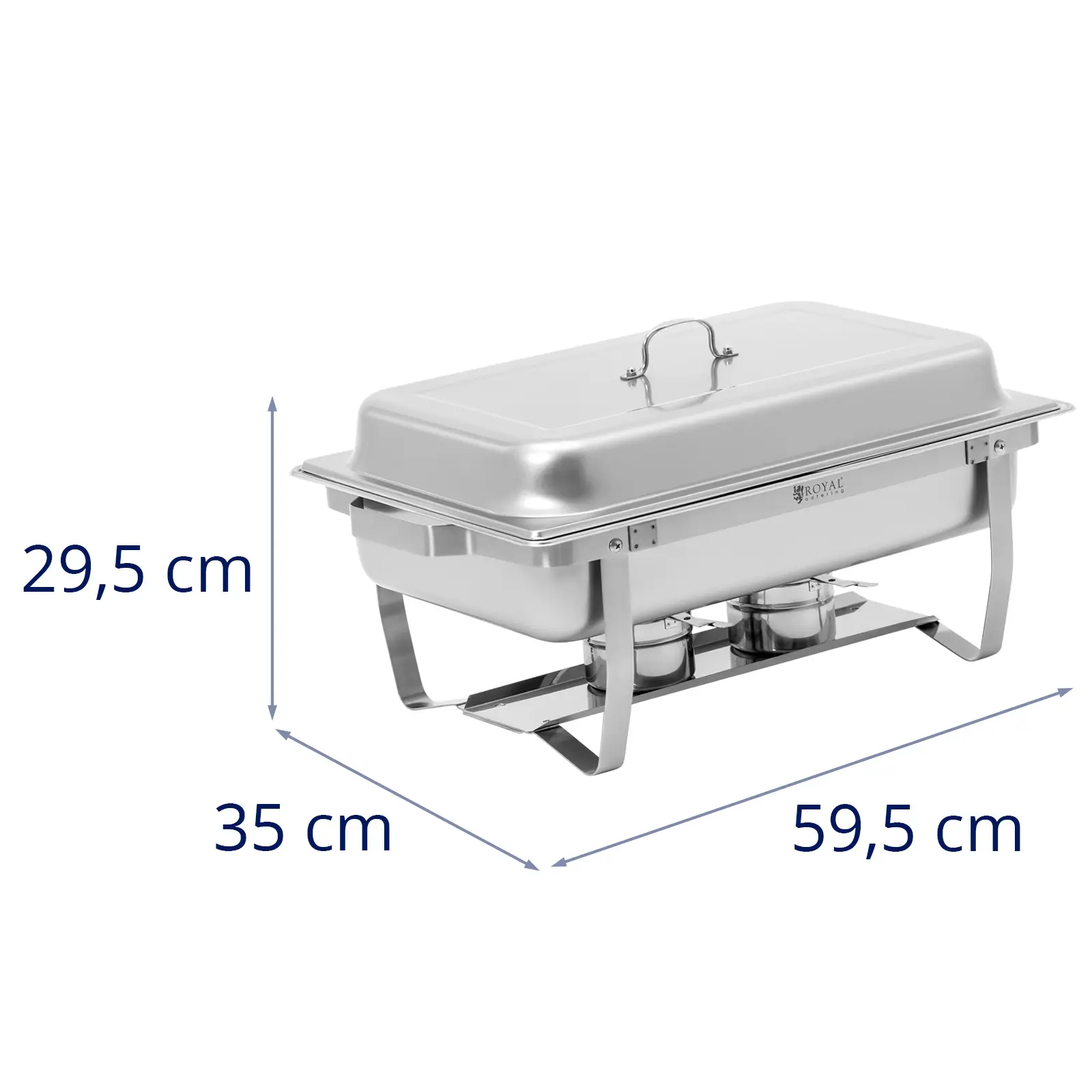 Chafing Dish - set de 6 - GN 1/1 - 6 x 7,5 l - 6 bruleurs à pâte - Royal Catering (Couleur(s): Argent métallisé)