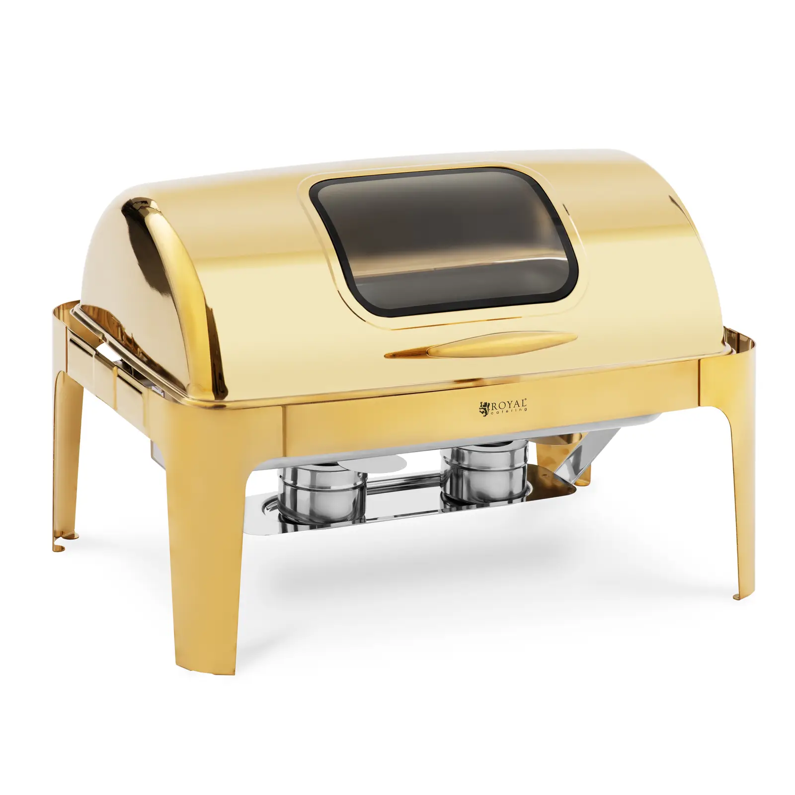 Chafing dish - GN 1/1 - 9 l - 2 bruleurs à pâte - avec hublot - Royal Catering