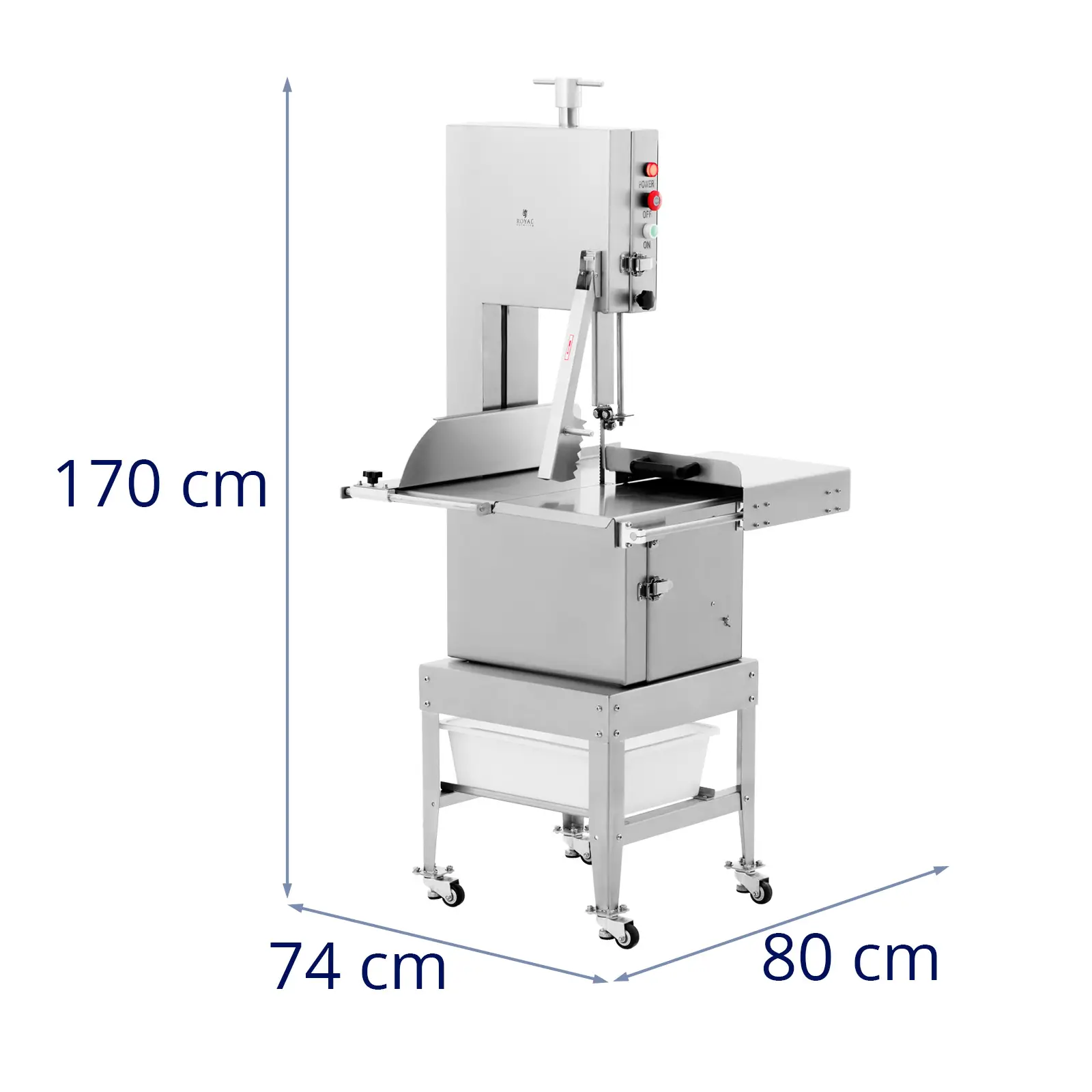 Elektrická pila na kosti - 2 400 mm - 1 500 W - Royal Catering (Počet koleček: 4 Pc)