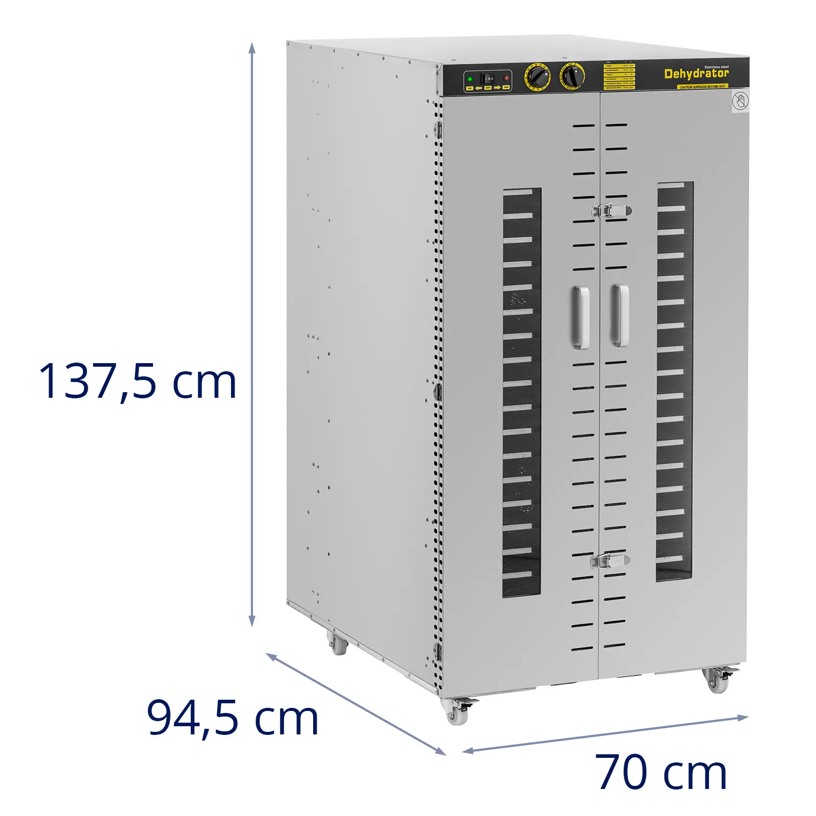 Suszarka do żywności - 5850 W - 24 ruszty - na kółkach - cu roți - Royal Catering (Waga : 90 kg )
