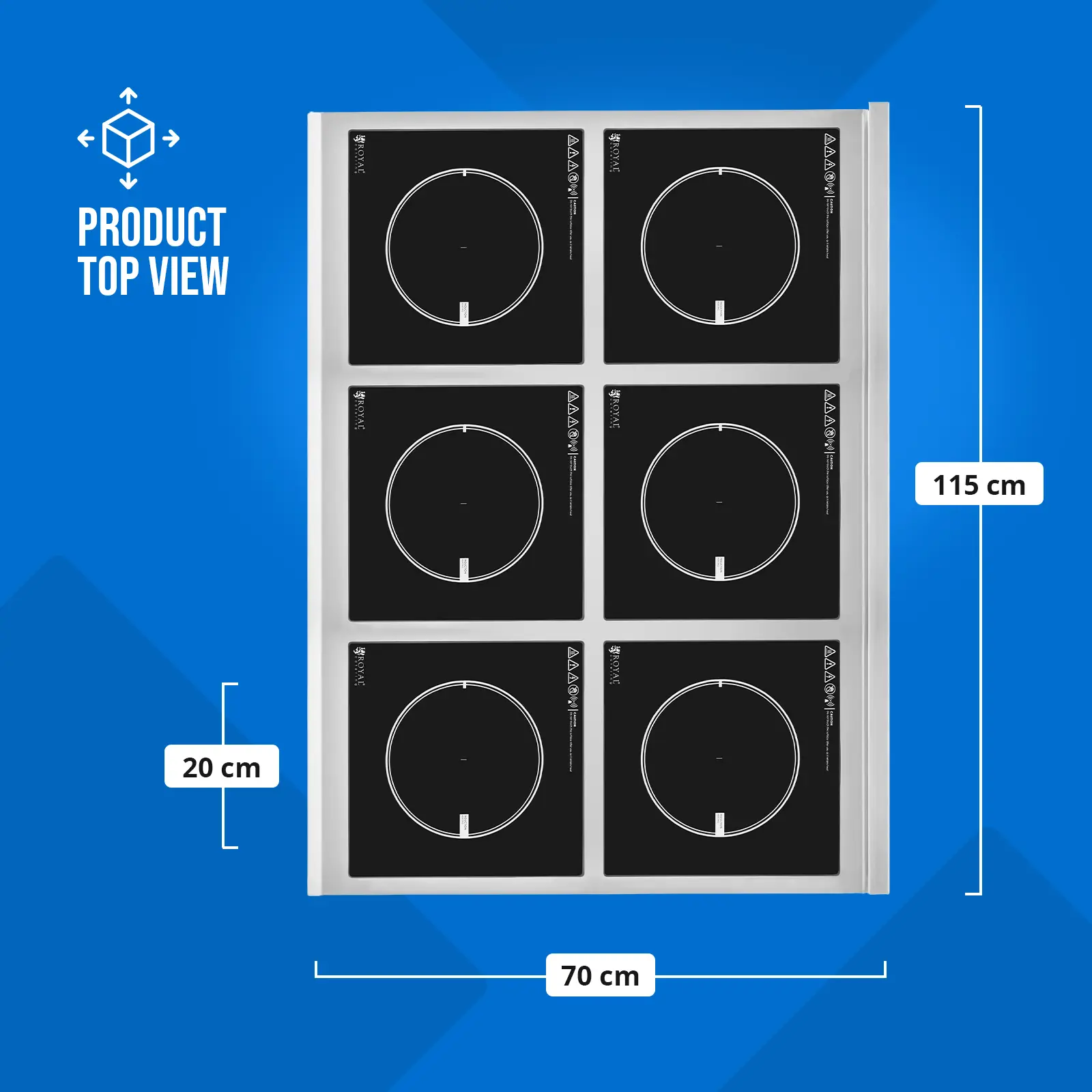 Plaque à induction - 6 x 28 cm - 60 à 240 °C - 400 V - Minuterie - Royal Catering (Pieds en caoutchouc: Oui)