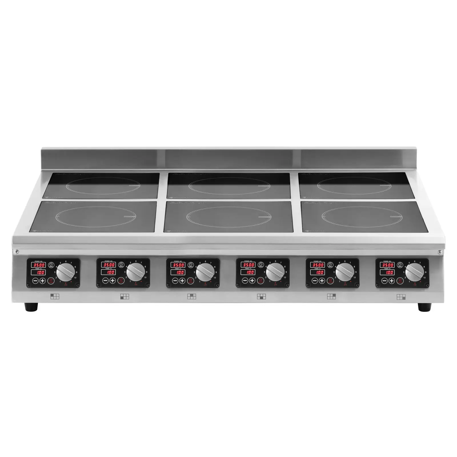 Plaque à induction - 6 x 28 cm - 60 à 240 °C - 400 V - Minuterie - Royal Catering (Délai d’arrêt automatique: 4 h)