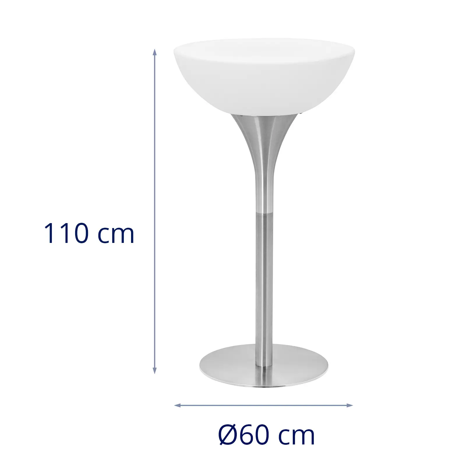 Tavolo da cocktail LED - Ø 60 x 107 cm - RGBW - A batteria - Bianco opaco