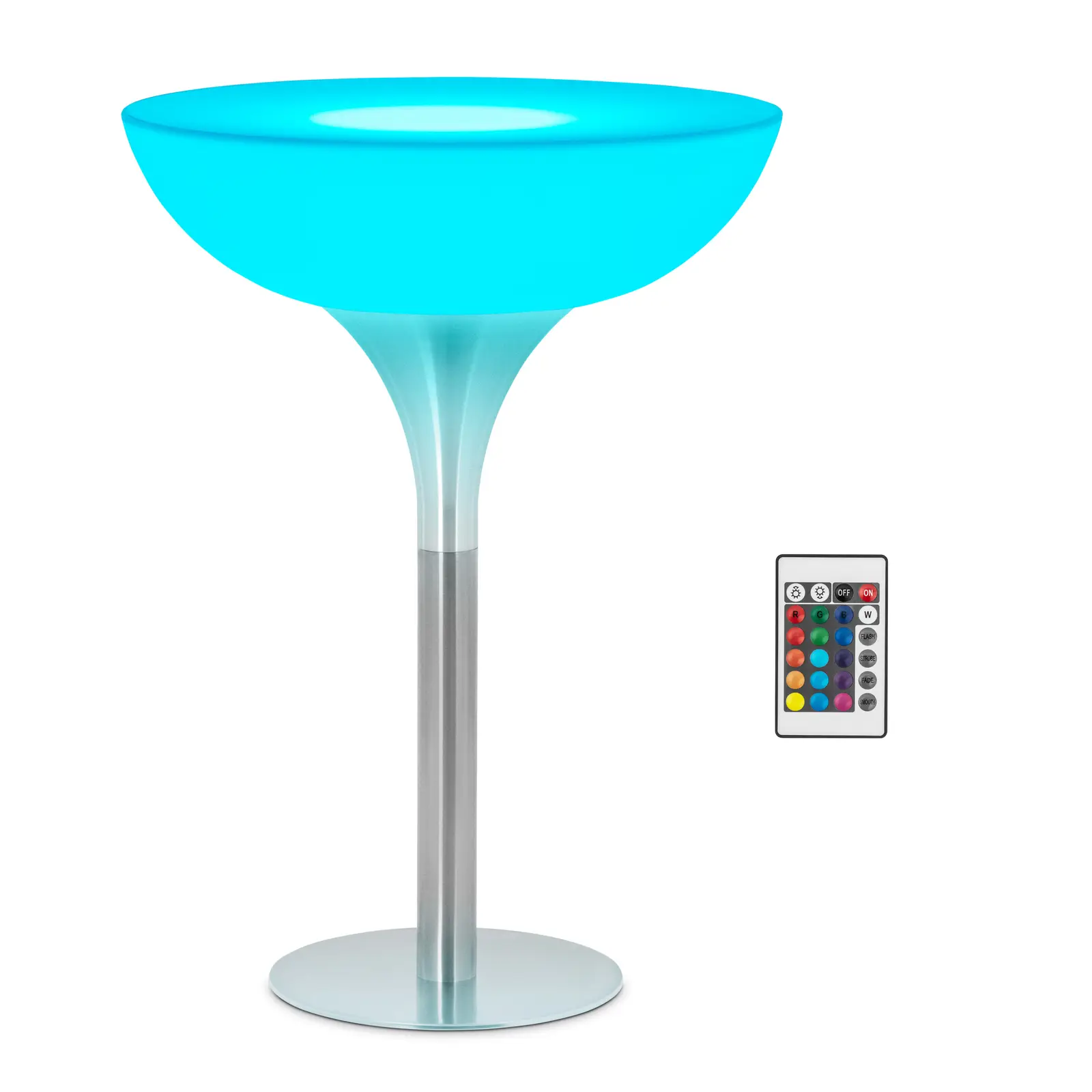 Mesa de bar alta LED - Ø 80 x 107 cm - RGBW - con batería - blanco mate