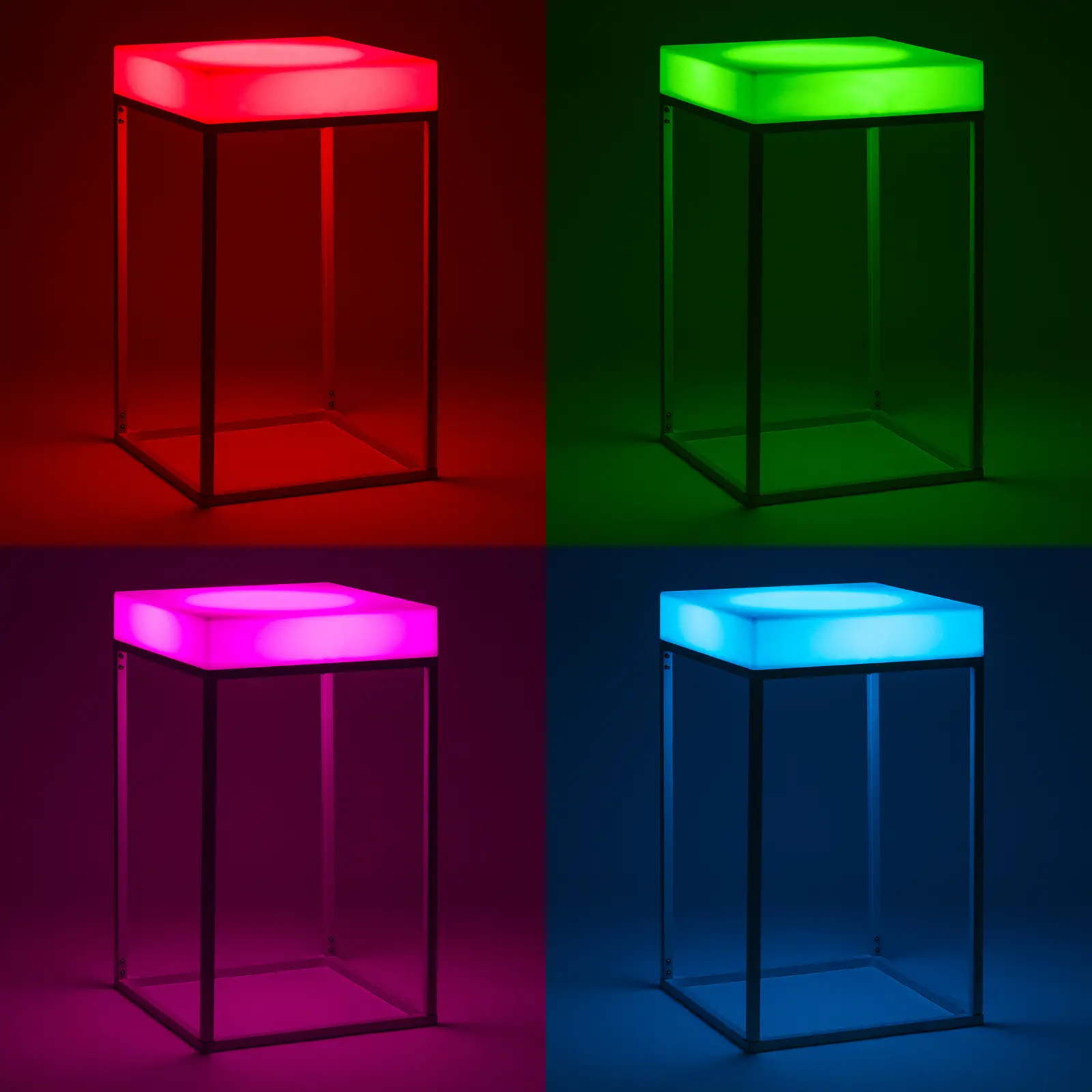 Svítící barový stůl - 60 x 60 x 104 cm - RGBW - provoz na baterie - matná bílá (Frekvence [Hz]: 50)