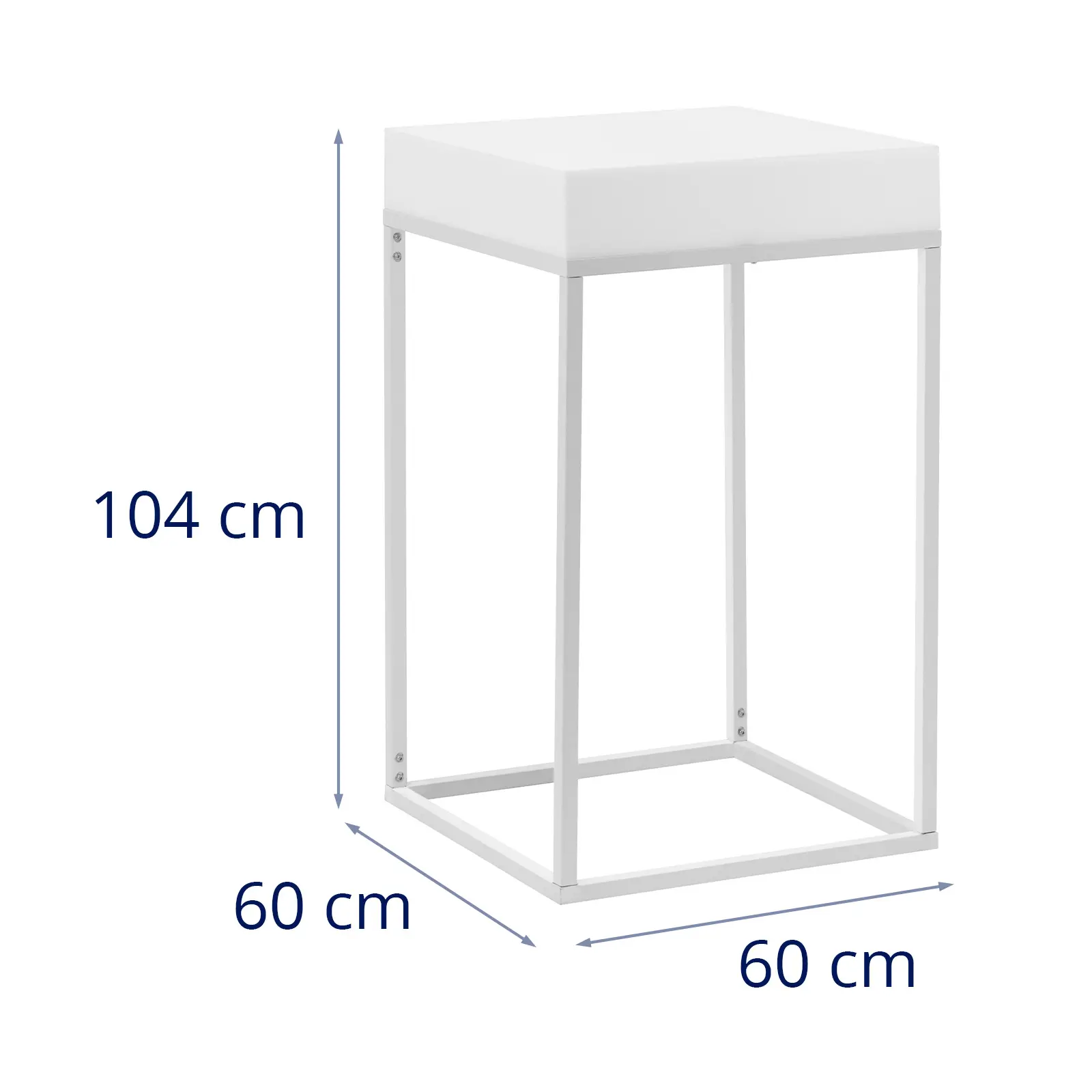 Svítící barový stůl - 60 x 60 x 104 cm - RGBW - provoz na baterie - matná bílá (Provozní doba baterie: 10 h)