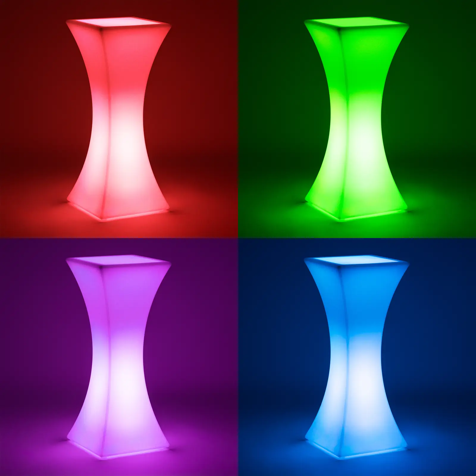 Tavolo da cocktail LED - 45 x 45 x 110 cm - RGBW - A batteria - Bianco opaco